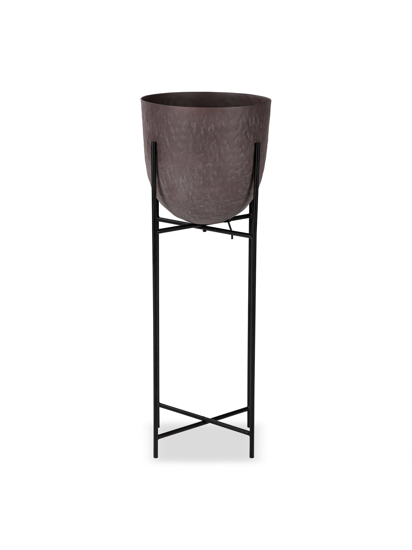 Samui Stonewash Planter on Stand 73cm Brown