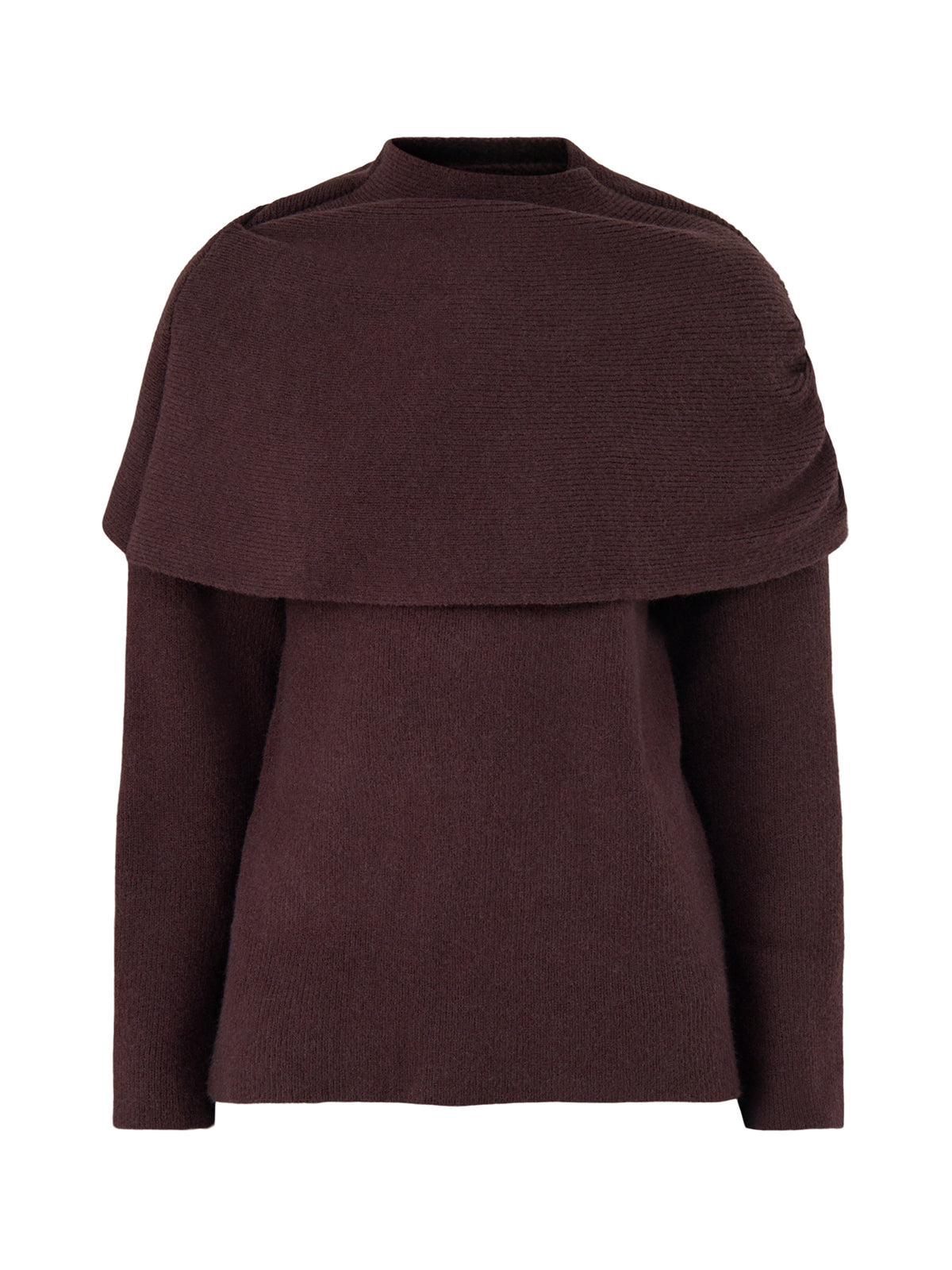 Tarla Organic Cotton Blend Exaggerated Drape Knit Jumper – Brown
