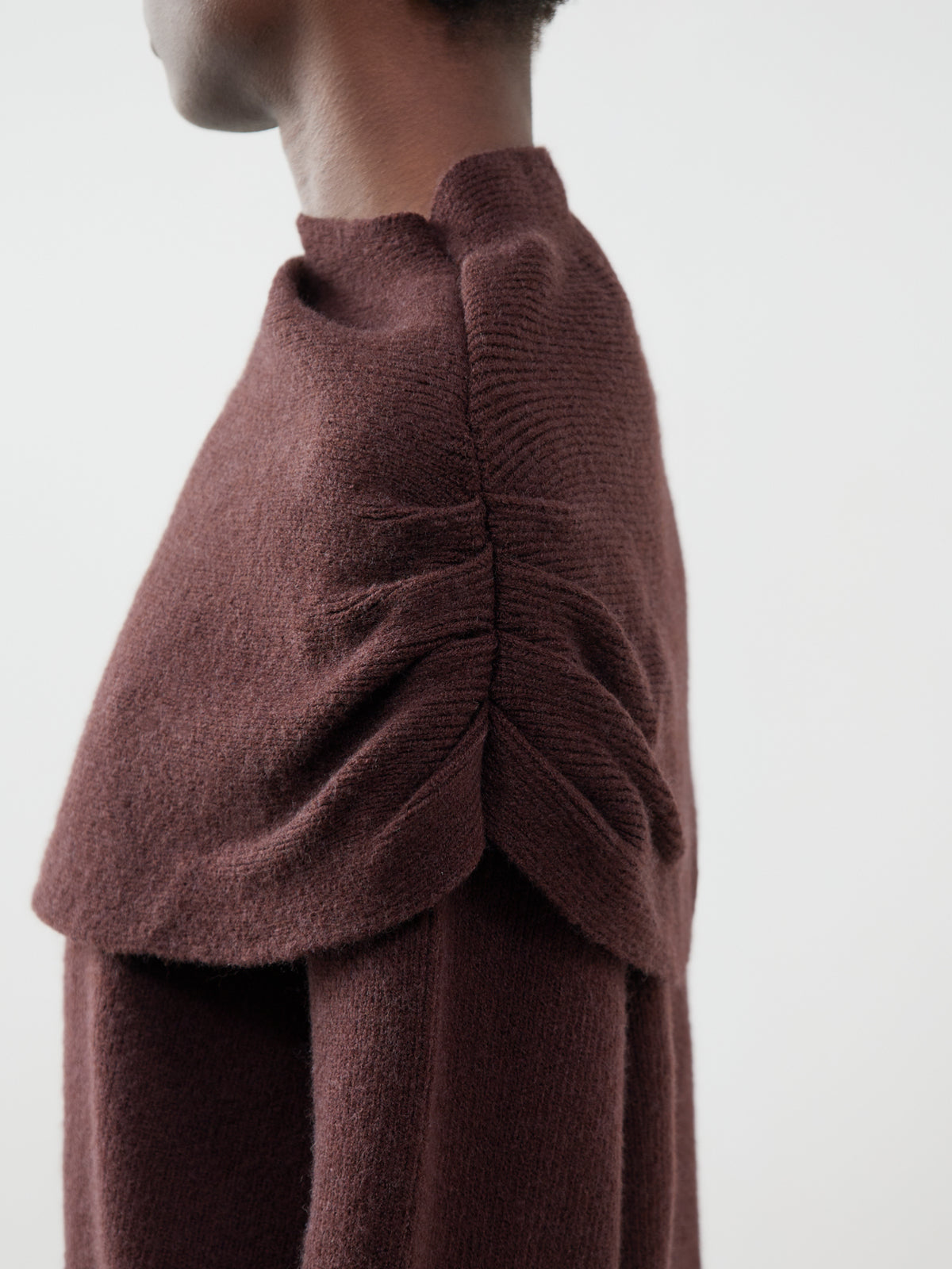 Tarla Organic Cotton Blend Exaggerated Drape Knit Jumper – Brown