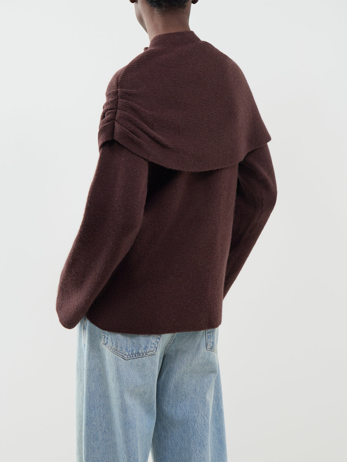 Tarla Organic Cotton Blend Exaggerated Drape Knit Jumper – Brown