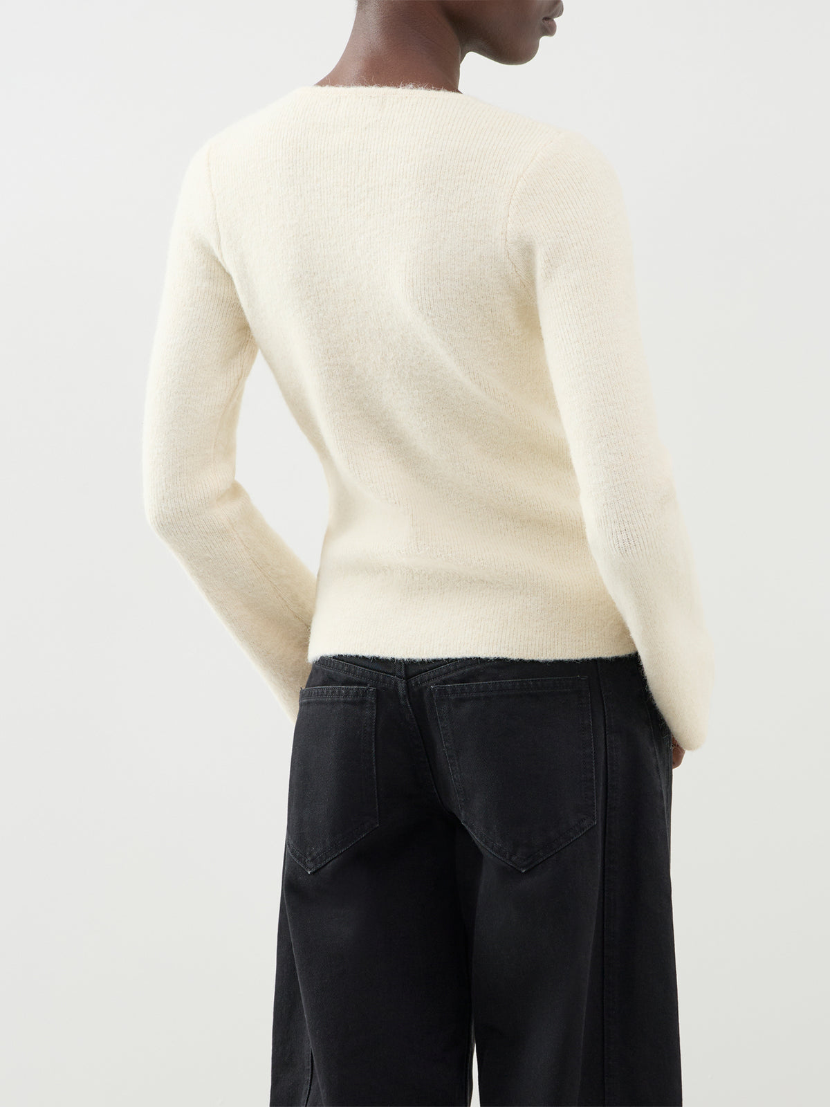 Sophia Bow Tie Front Knit Top – Cream & Black
