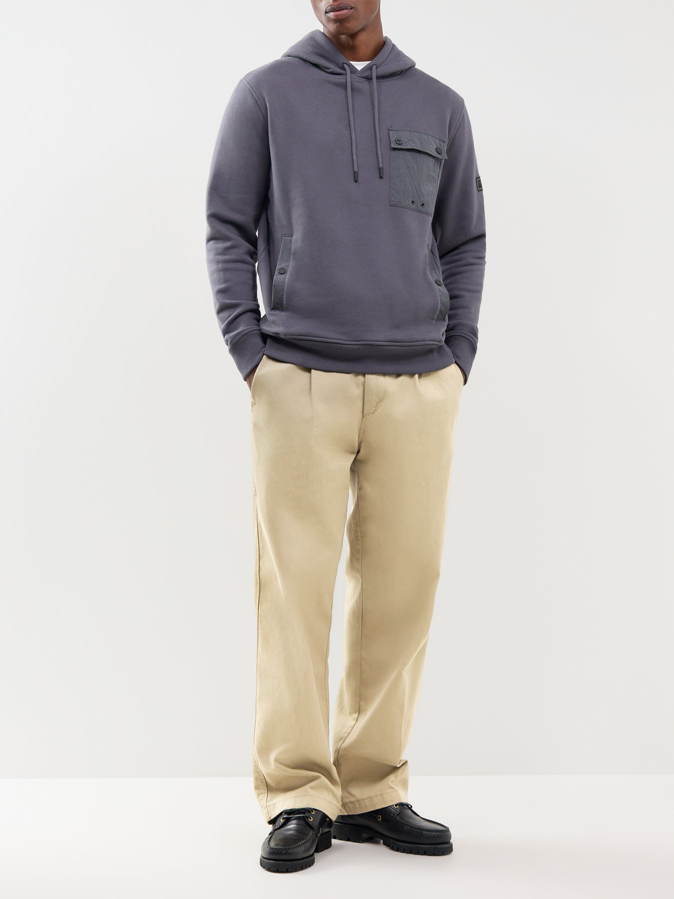 Inline Cotton Blend Hooded Sweatshirt Grey