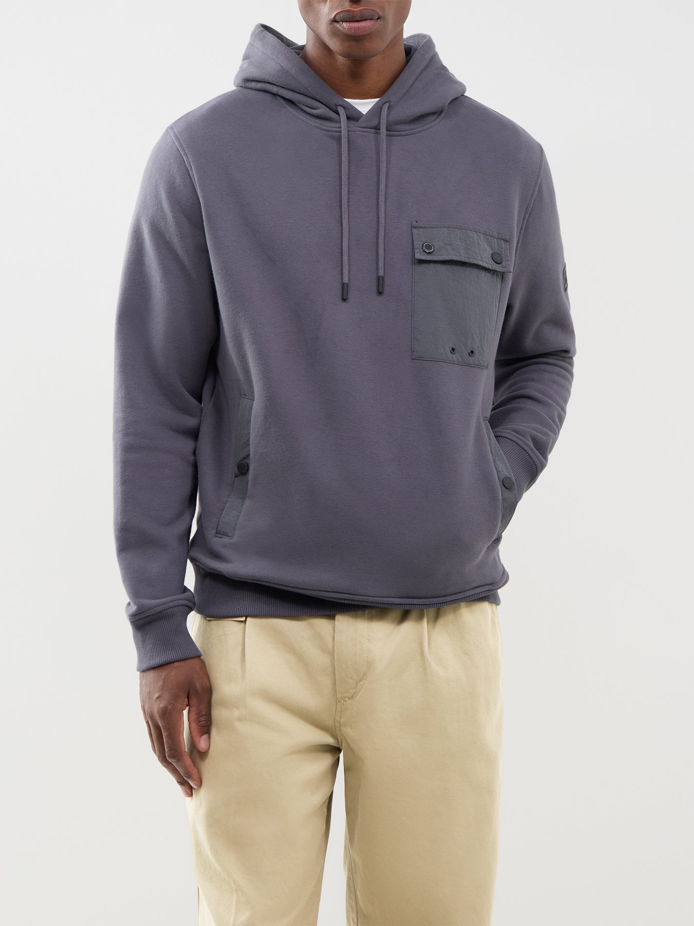 Inline Cotton Blend Hooded Sweatshirt Grey