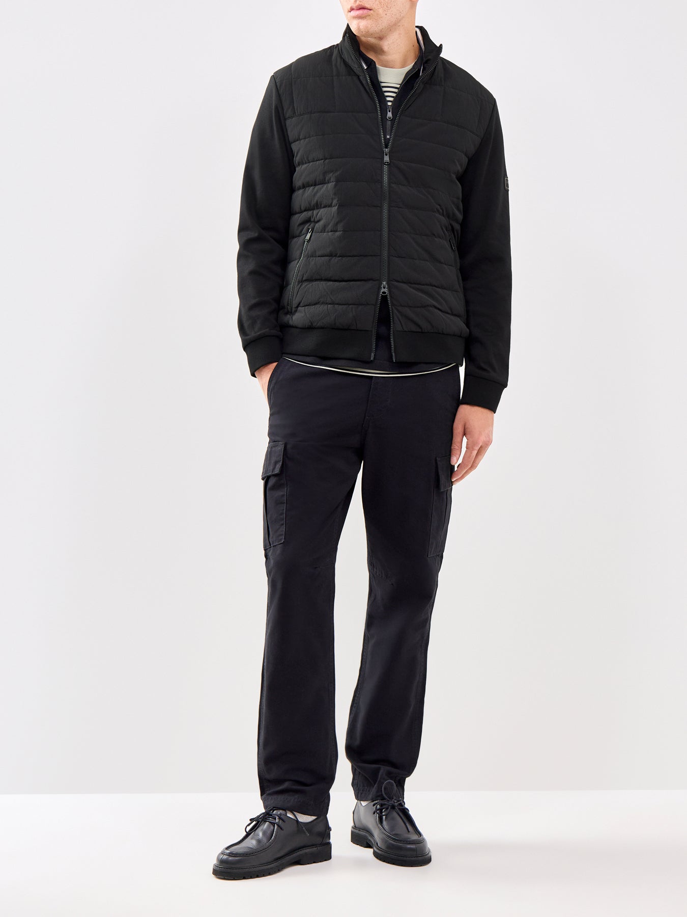 Collins Baffle Quilted Zip Through Sweatshirt Black