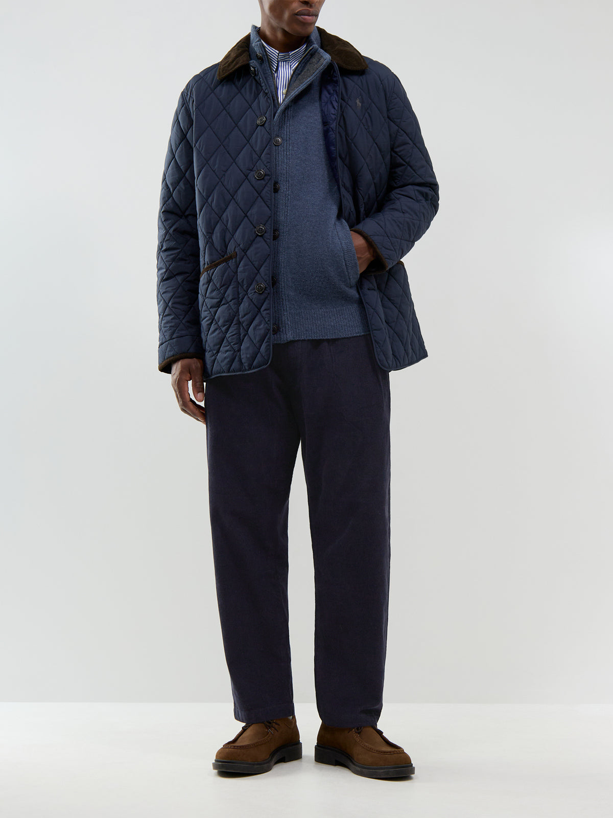 Wool Essential Patch Zip-Through Knitted Jumper