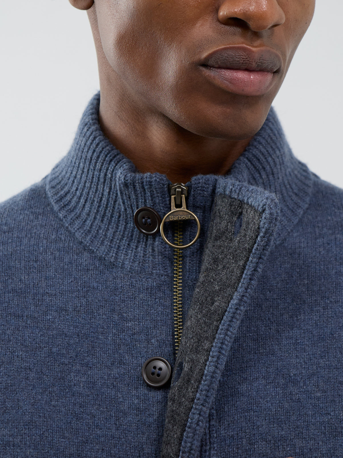 Wool Essential Patch Zip-Through Knitted Jumper