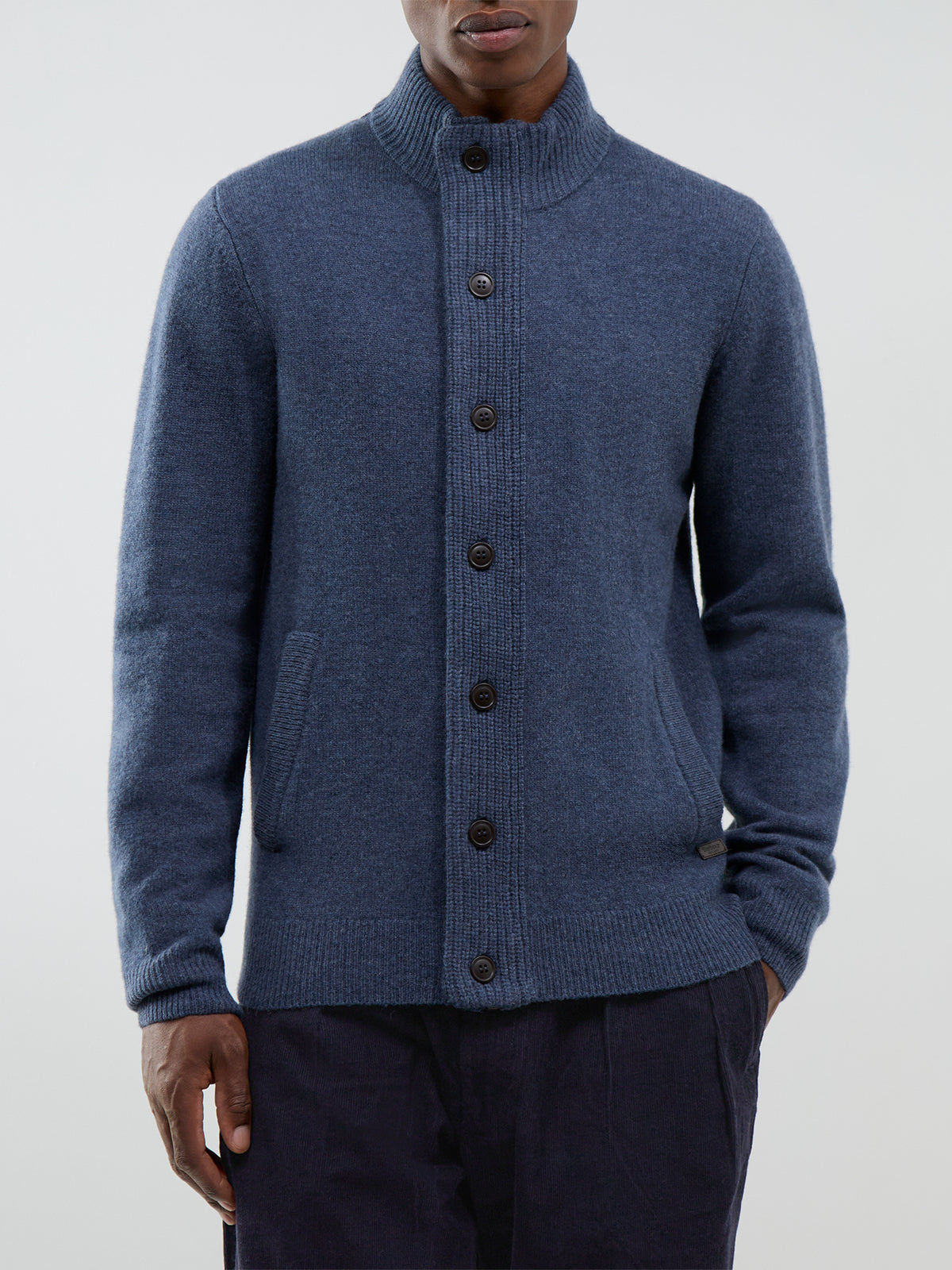 Wool Essential Patch Zip-Through Knitted Jumper