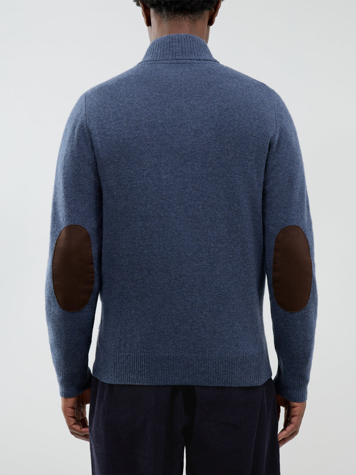 Wool Essential Patch Zip-Through Knitted Jumper