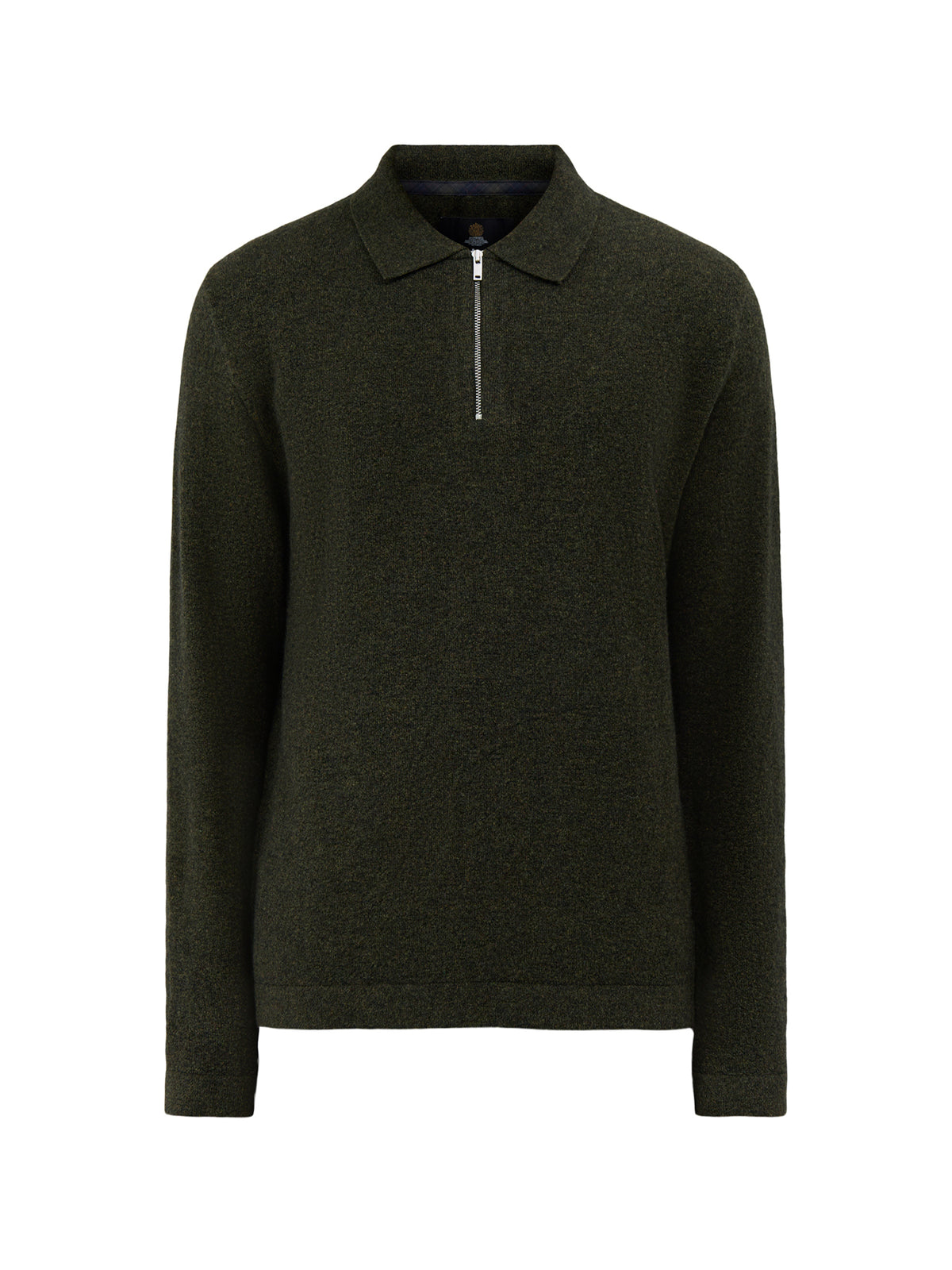Wool Blend Bearsted Knitted Zip Polo Shirt