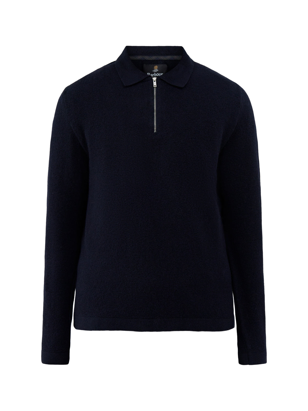 Wool Blend Bearsted Knitted Zip Polo Shirt