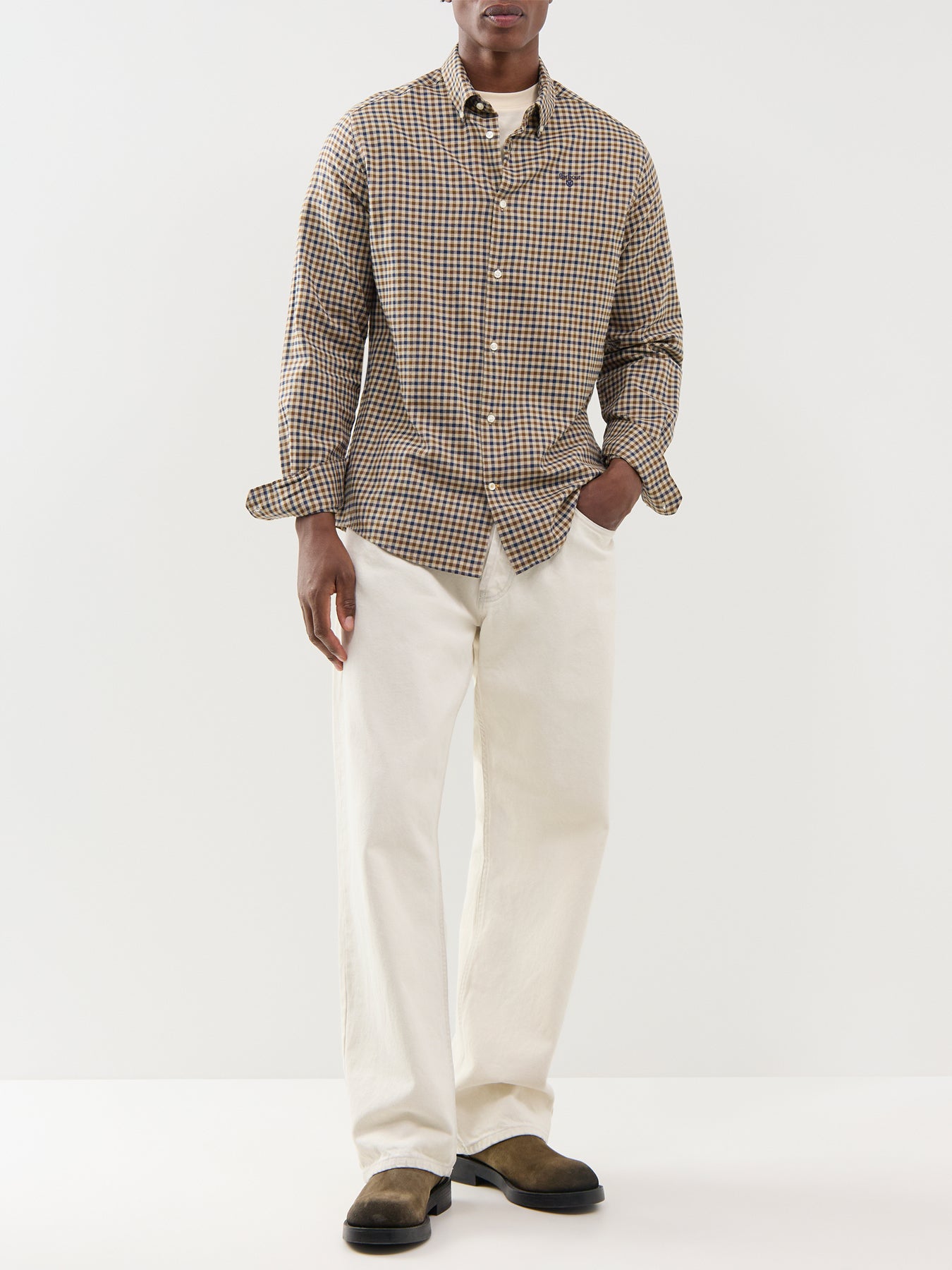 Barbour Finkle Tailored Gingham Shirt Beige