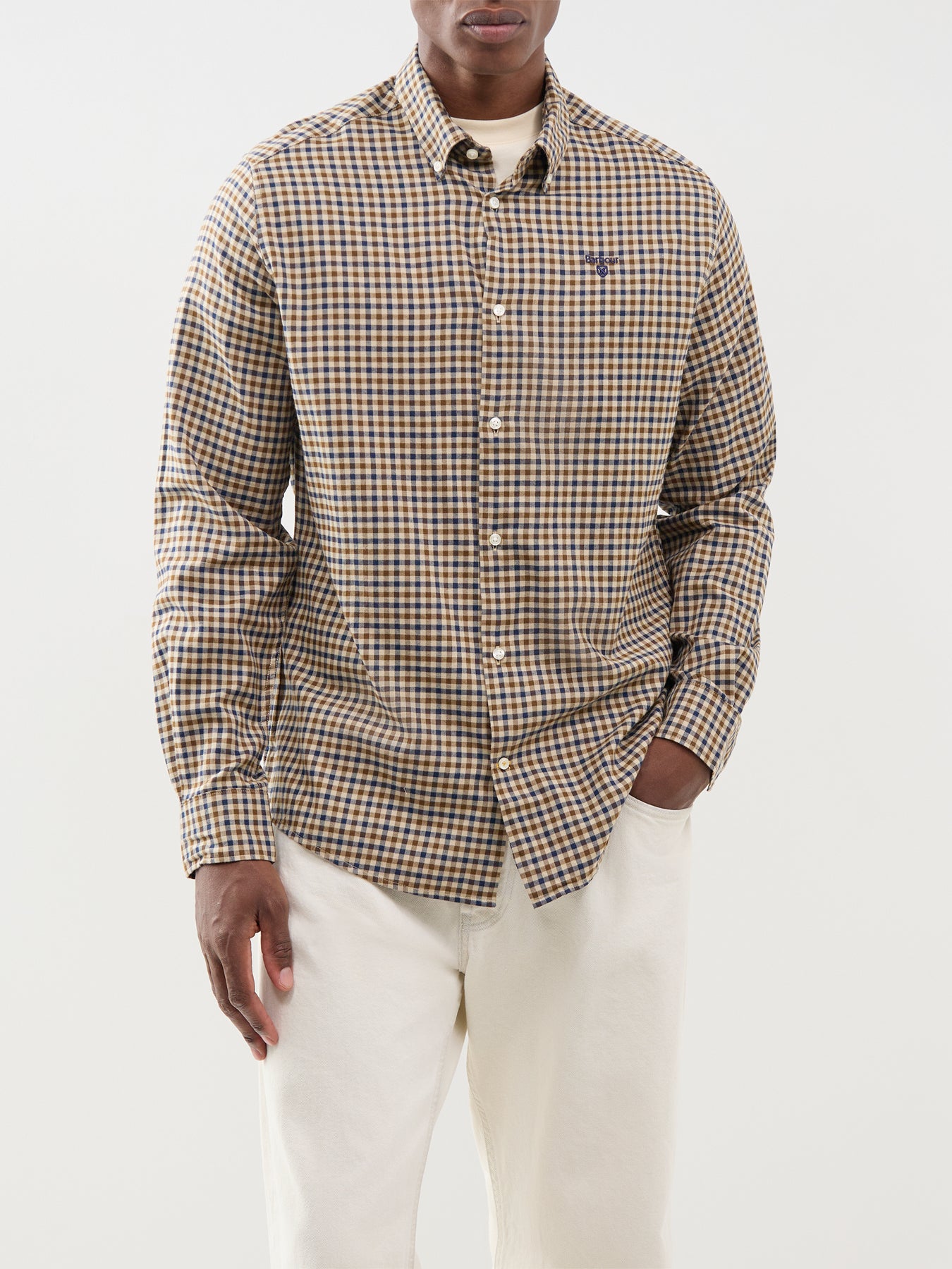 Barbour Finkle Tailored Gingham Shirt Beige
