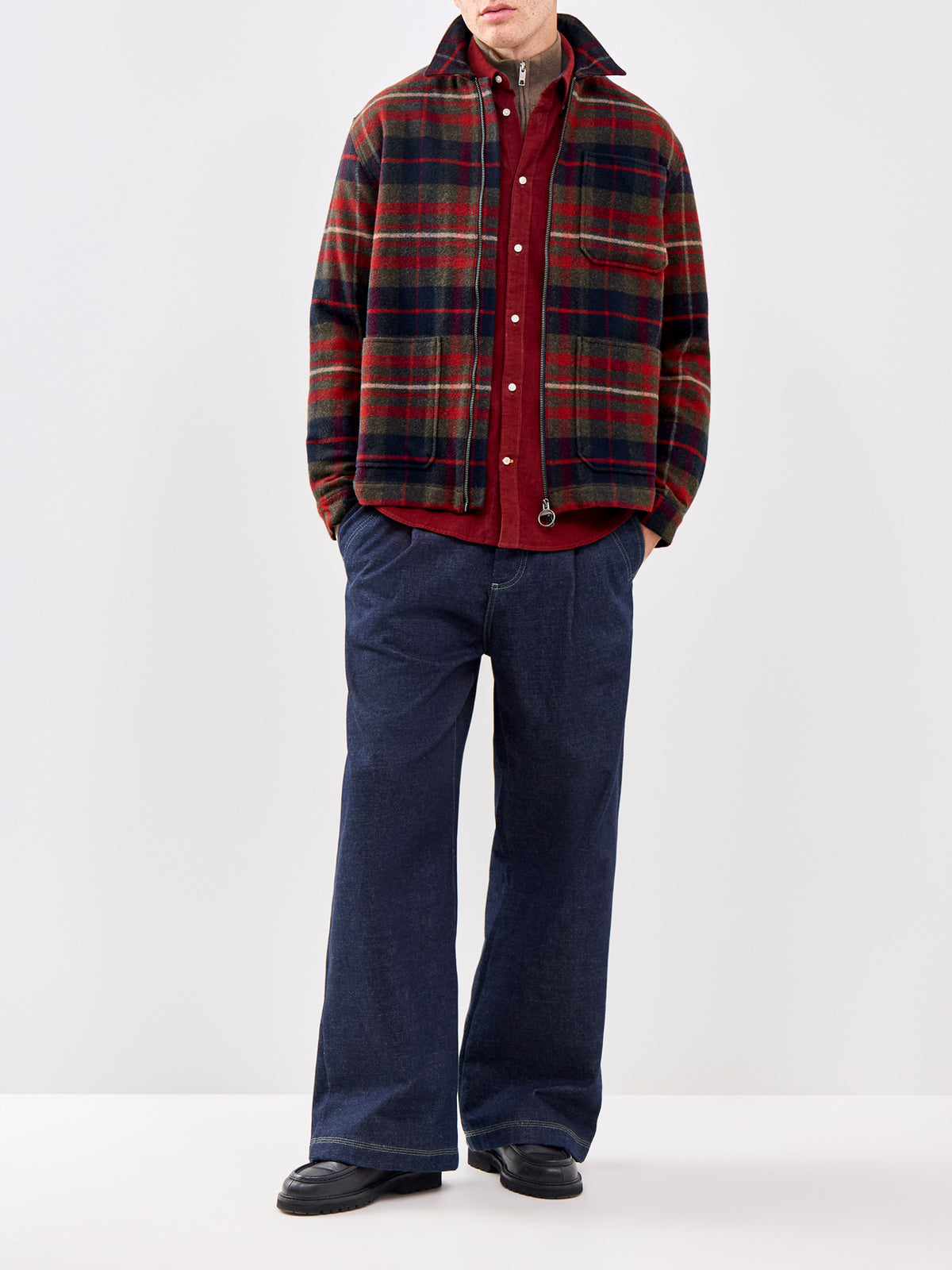 Ramsey Tailored Cord Long Sleeve Shirt Red