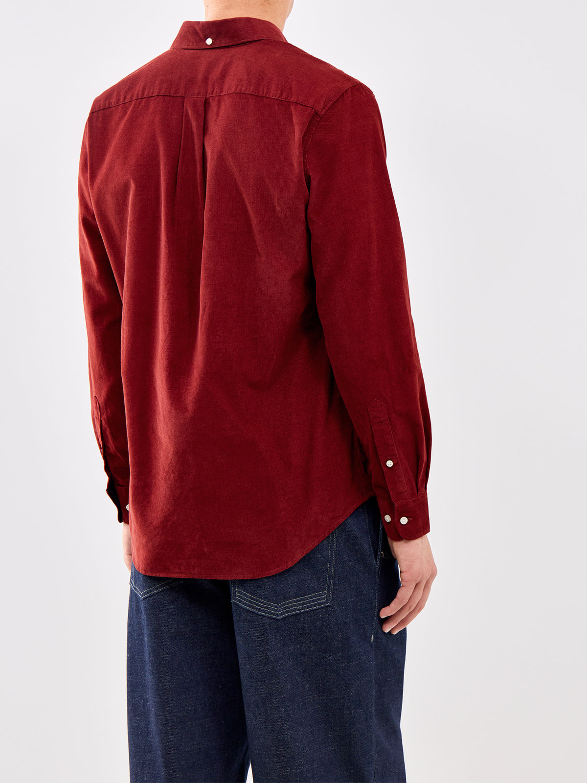 Ramsey Tailored Cord Long Sleeve Shirt Red