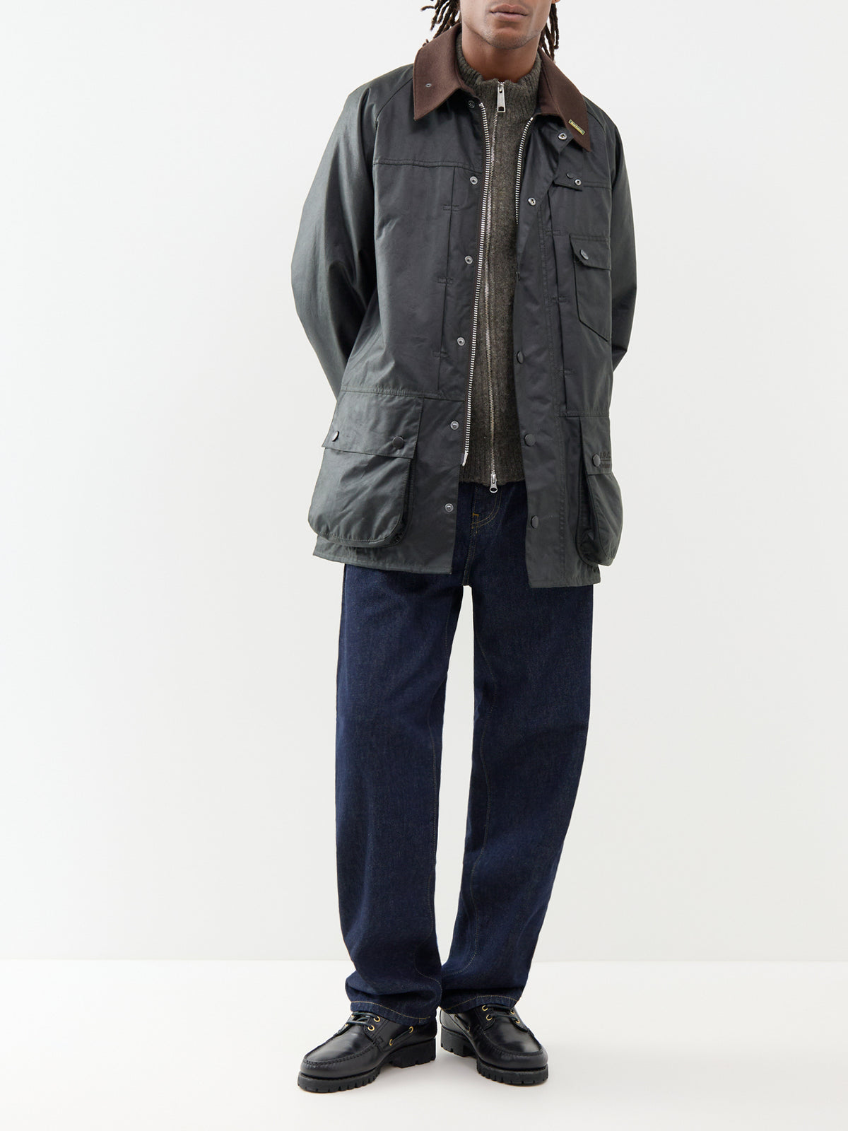 Barbour x APC Beaufort Waxed Cotton Jacket - Dark Sage