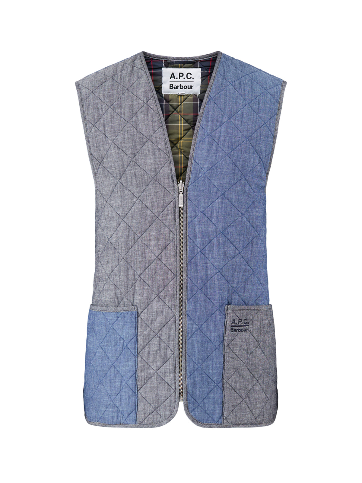 Barbour x APC Waxed Cotton Zip-In Quilted Liner - Chambray