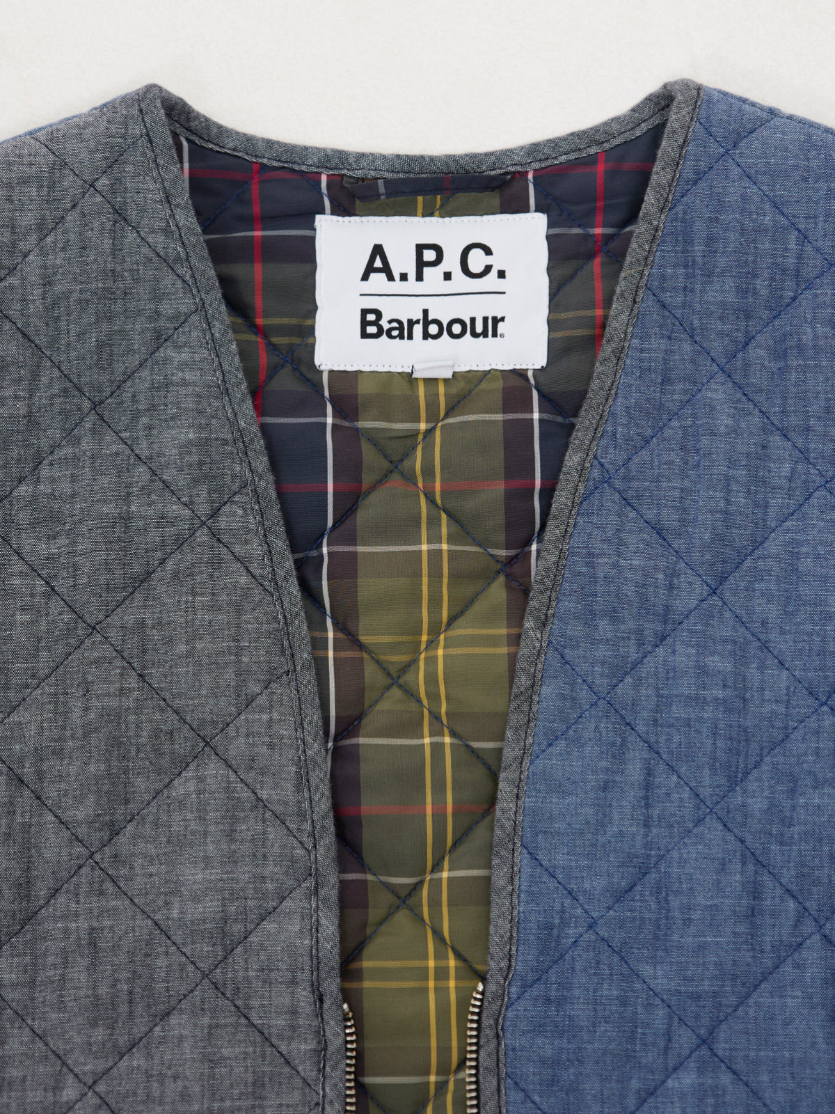 Barbour x APC Waxed Cotton Zip-In Quilted Liner - Chambray