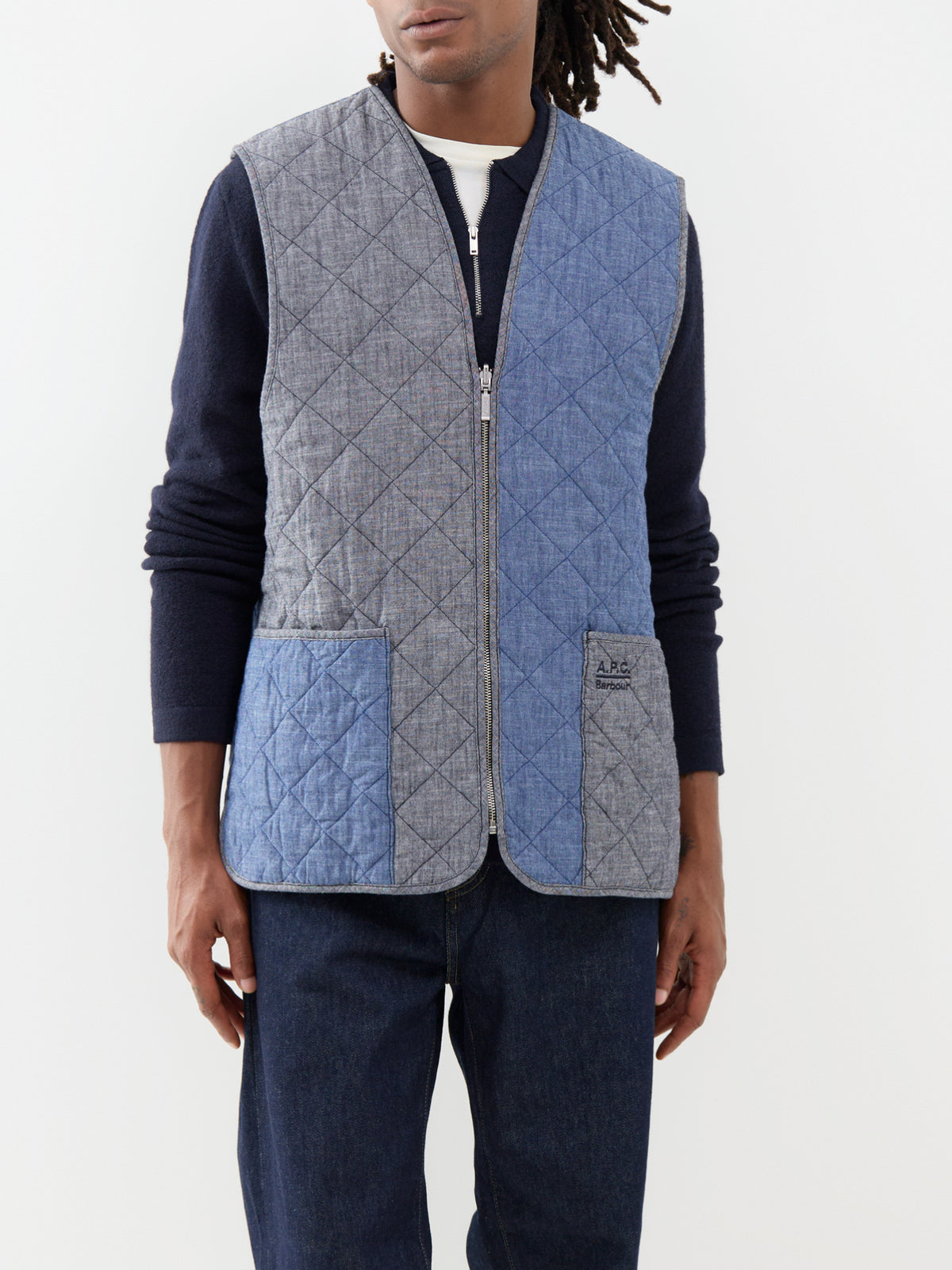 Barbour x APC Waxed Cotton Zip-In Quilted Liner - Chambray