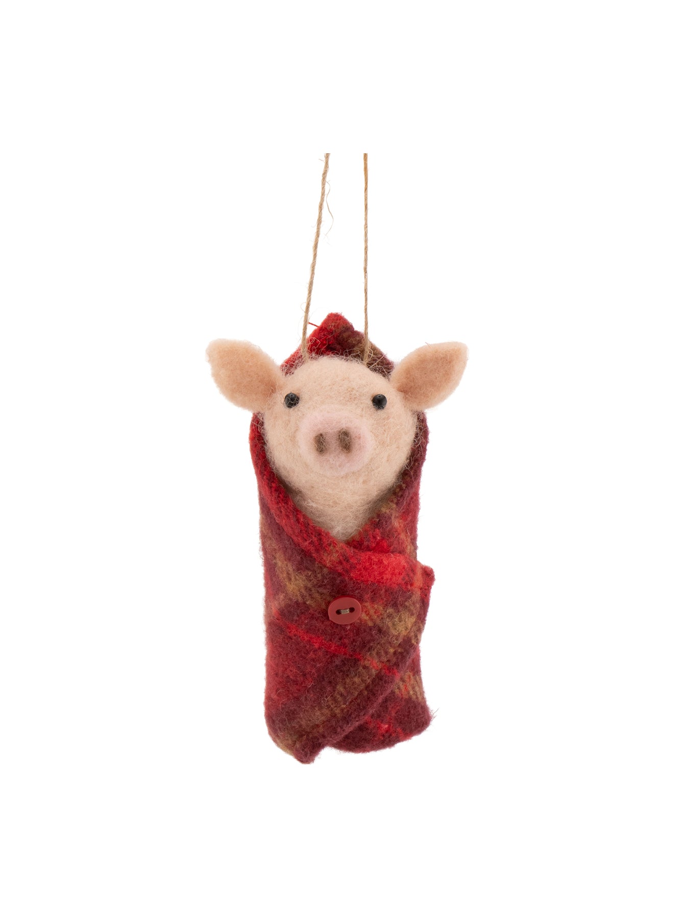 Pig In A Blanket Felt Christmas Tree Decoration - Red