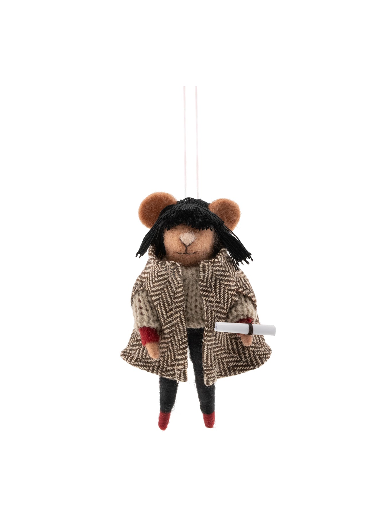 Fringed Mouse Felt Christmas Decoration
