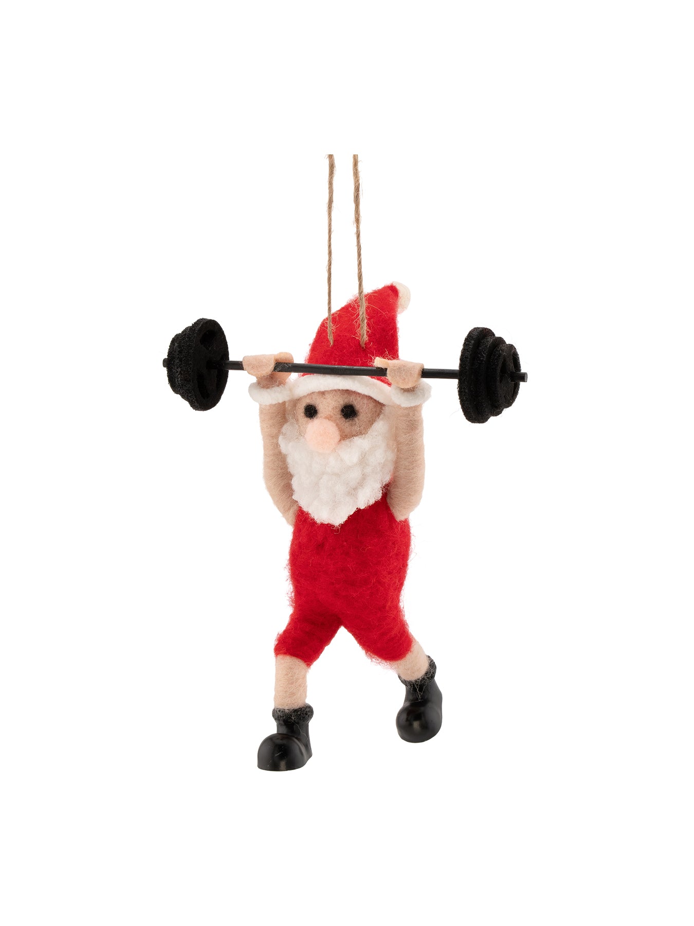 Weight Lifting Santa Felt Christmas Decoration