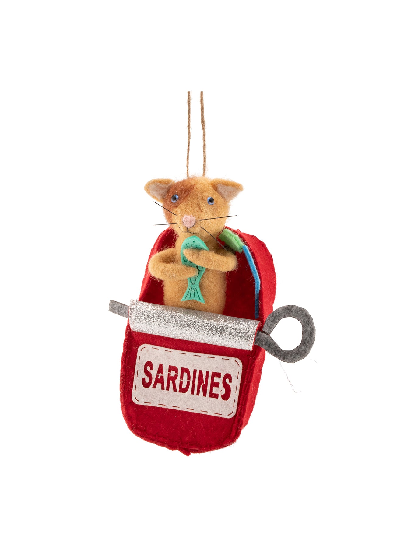 Cat In A Sardine Tin Felt Christmas Decoration