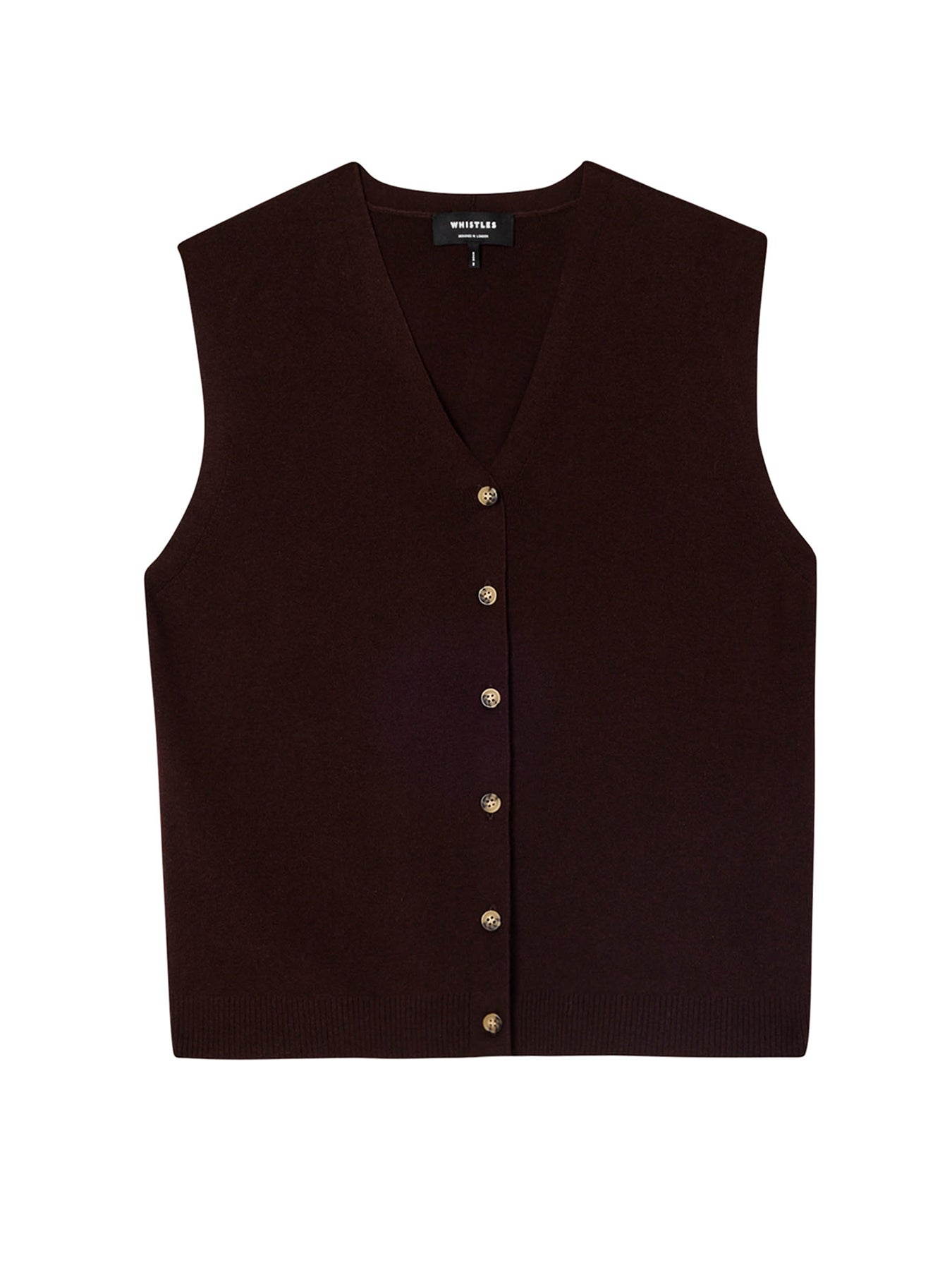 V-Neck Button Front Knit Tank Brown