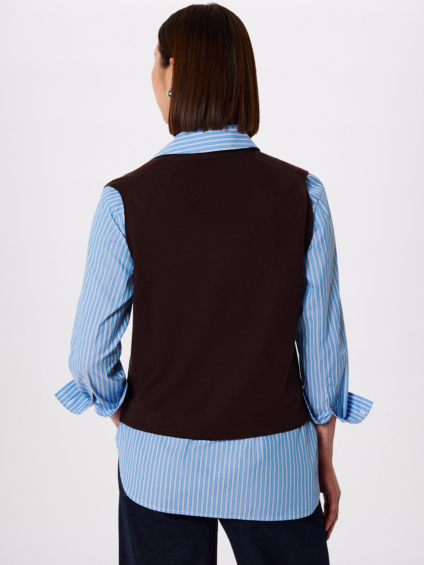 V-Neck Button Front Knit Tank Brown