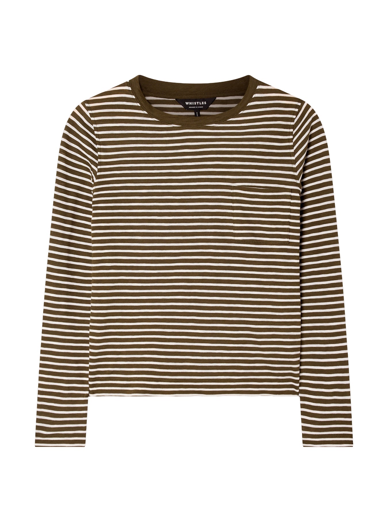 Stripe Crew Neck Pocket Top Green