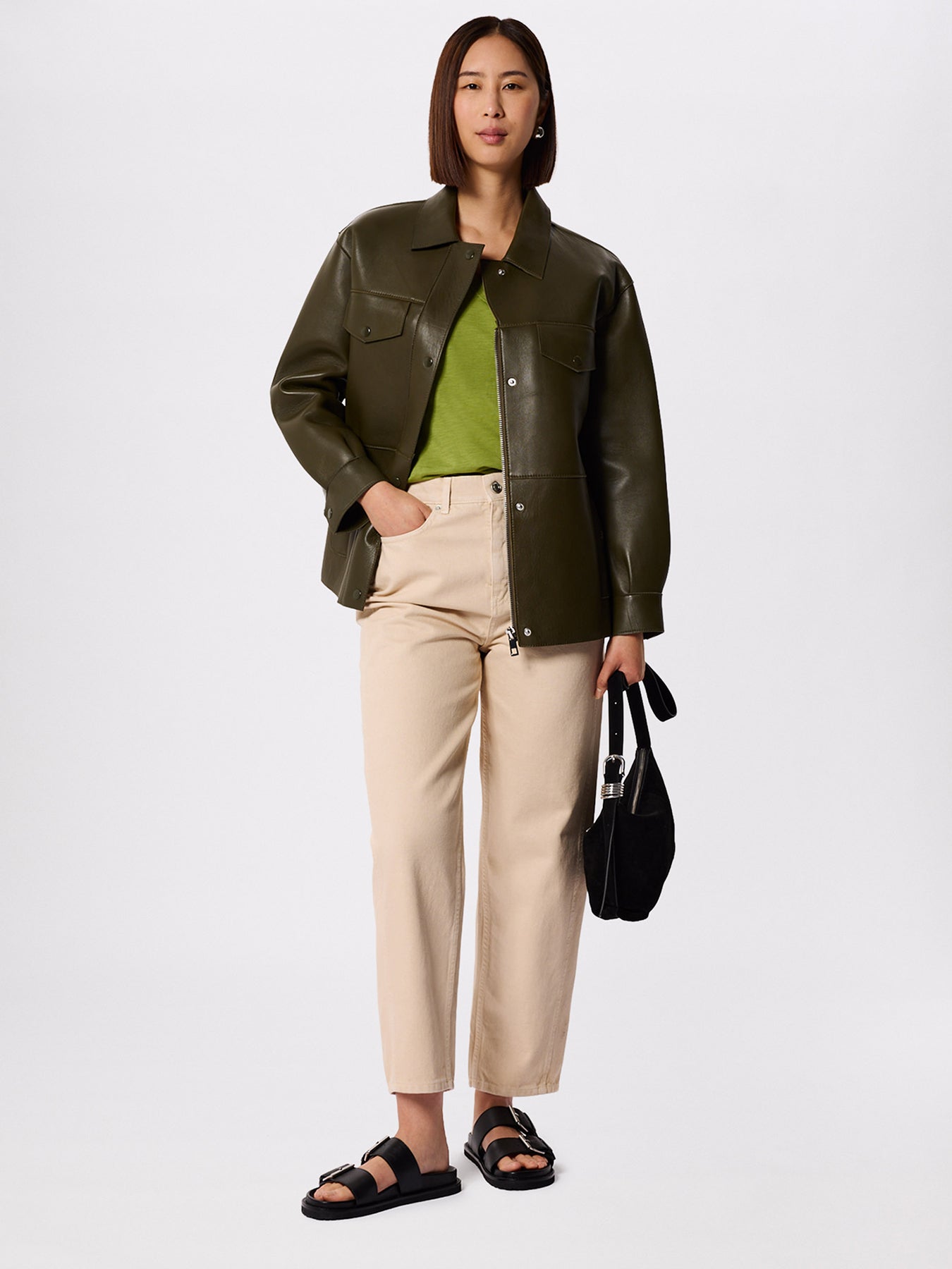 Willa V-Neck Cap Sleeve Tee Green
