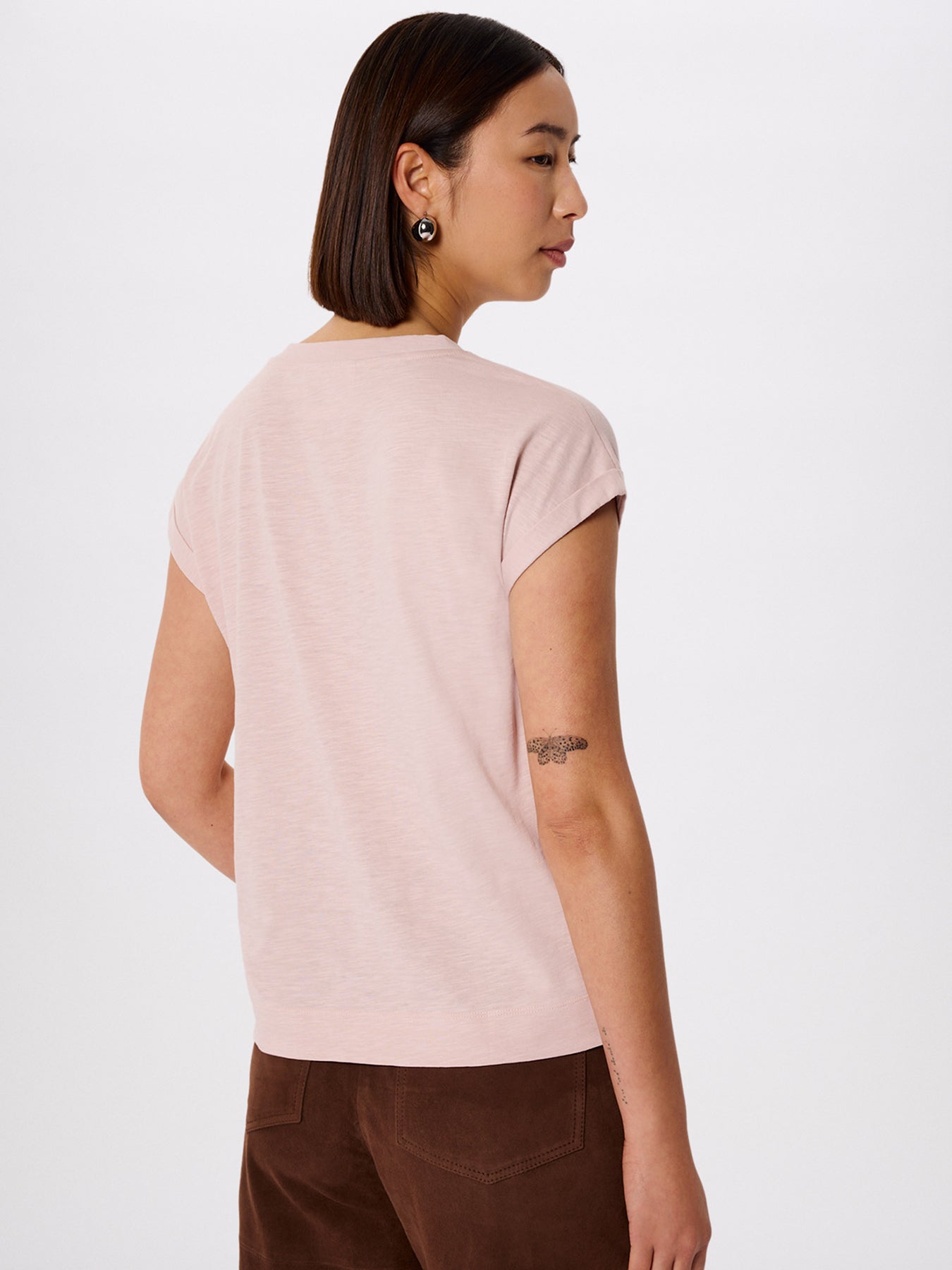 Willa V-Neck Cap Sleeve Tee Pink