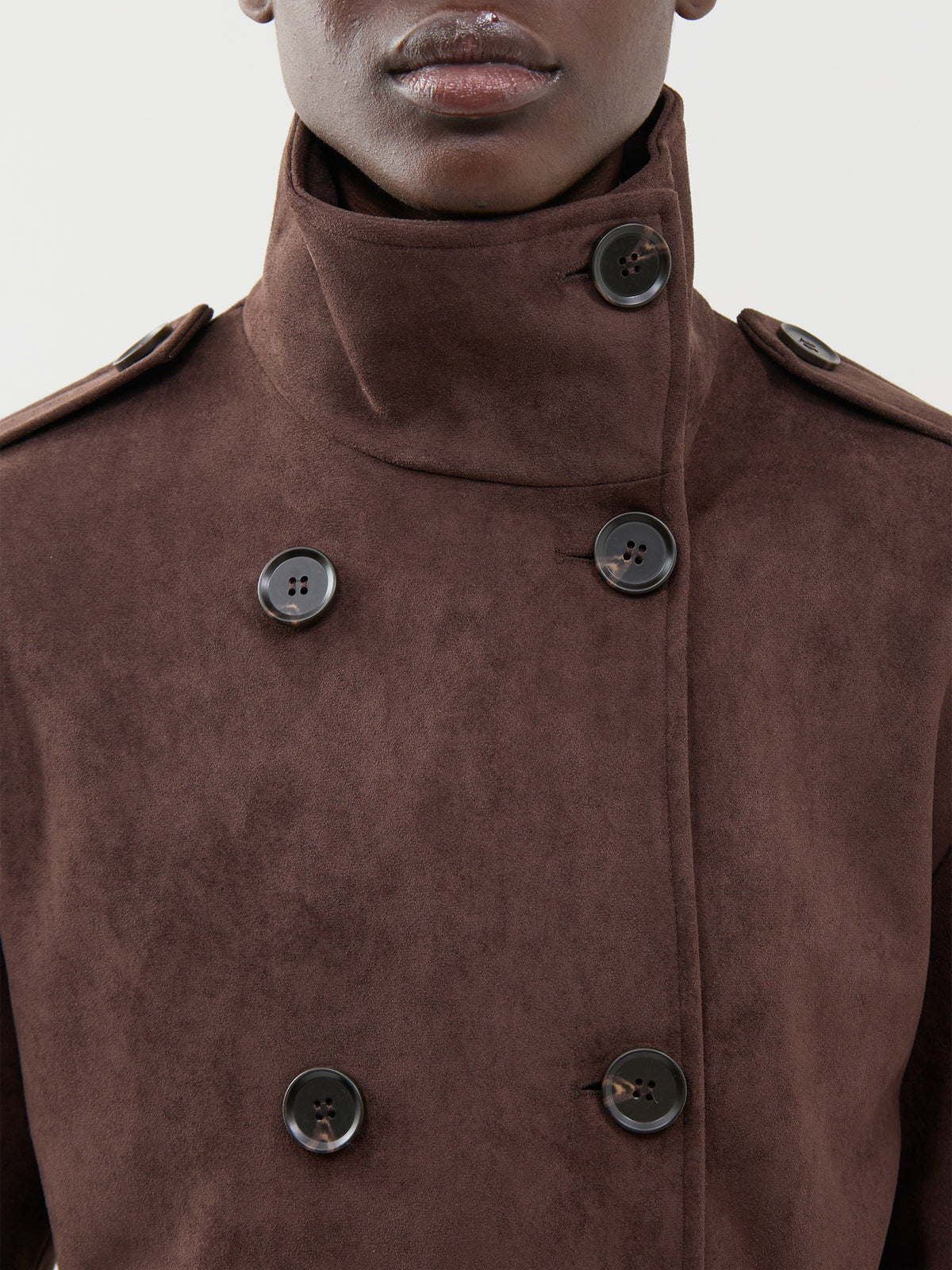 Leah Belted Funnel Neck Trench – Chocolate Brown