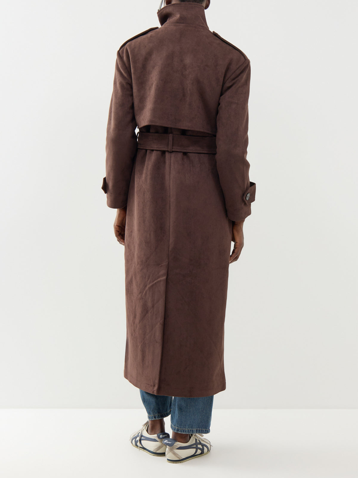 Leah Belted Funnel Neck Trench – Chocolate Brown