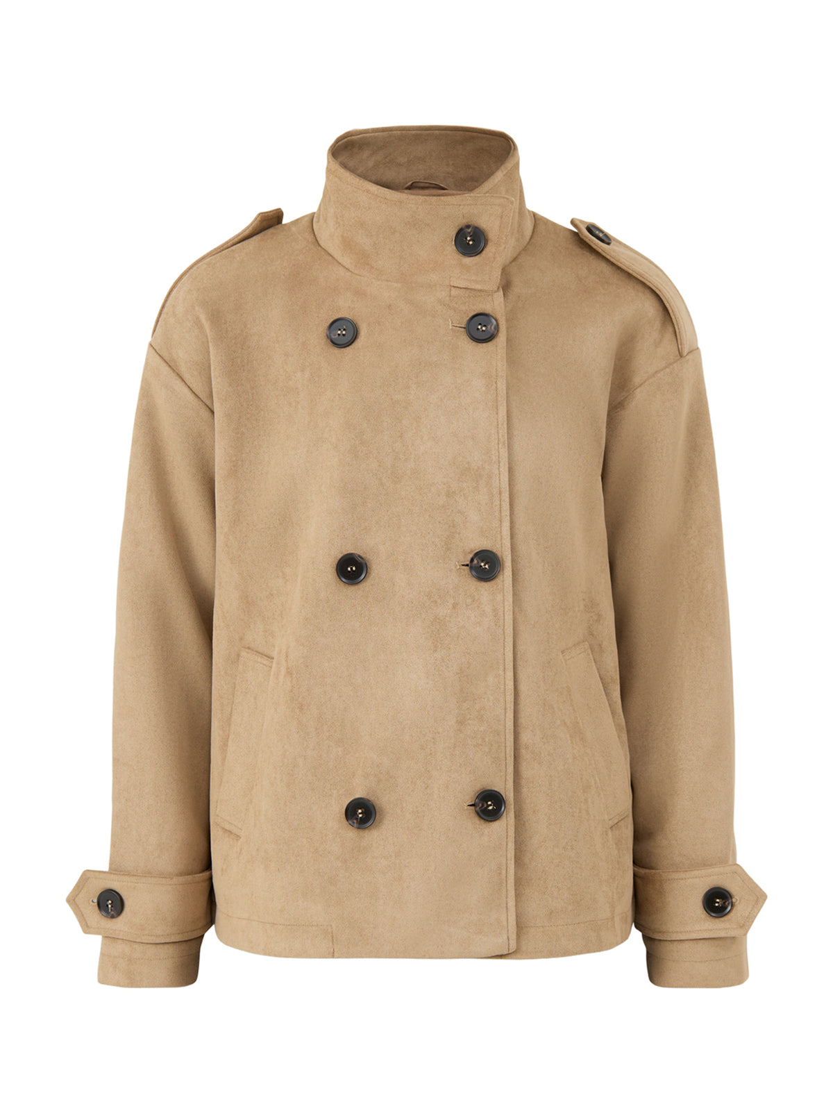 Sophie Suede Grown Neck Bomber – Taupe