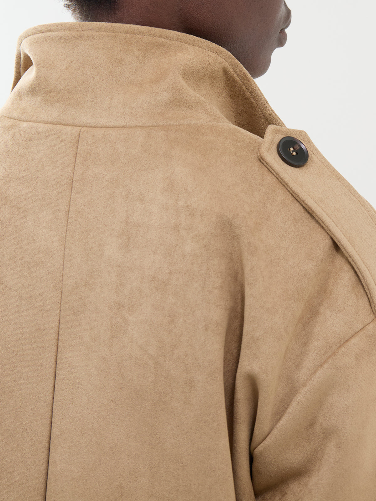 Sophie Suede Grown Neck Bomber – Taupe