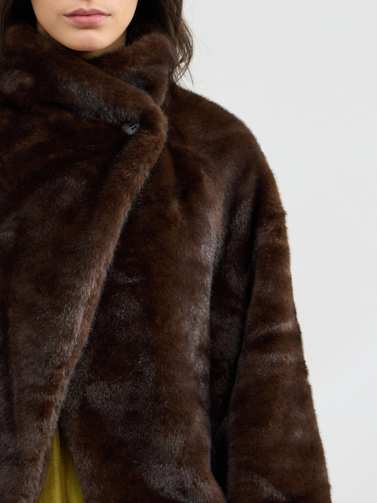 Ceia Kimono Sleeve Faux Fur Cape