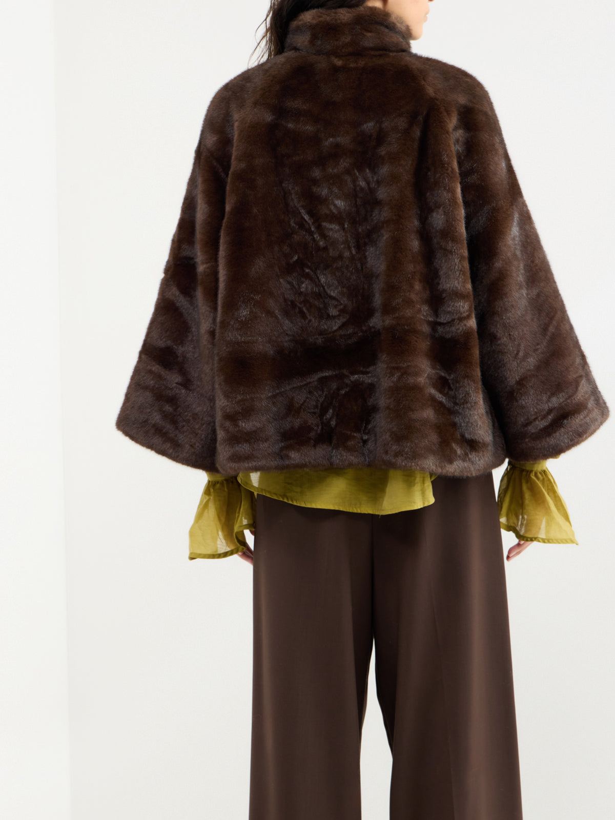 Ceia Kimono Sleeve Faux Fur Cape