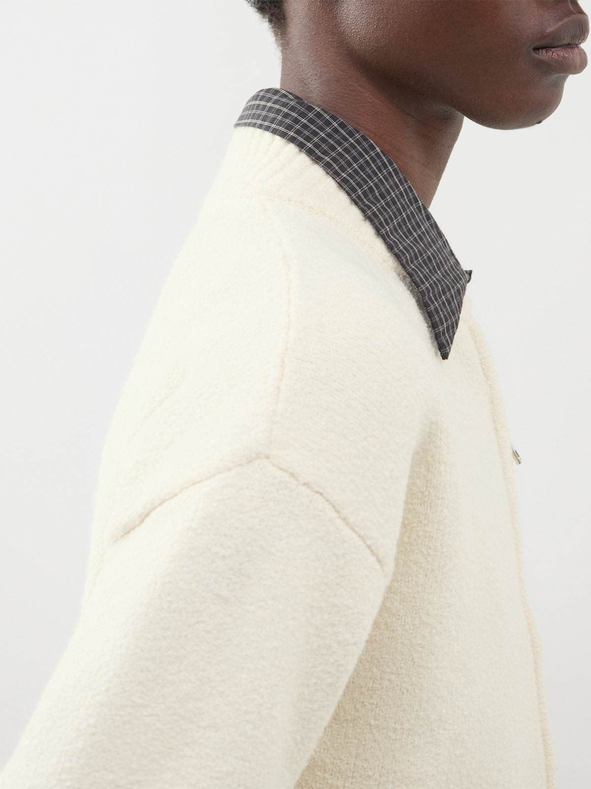 Camille Acrylic Knit Bomber – Cream