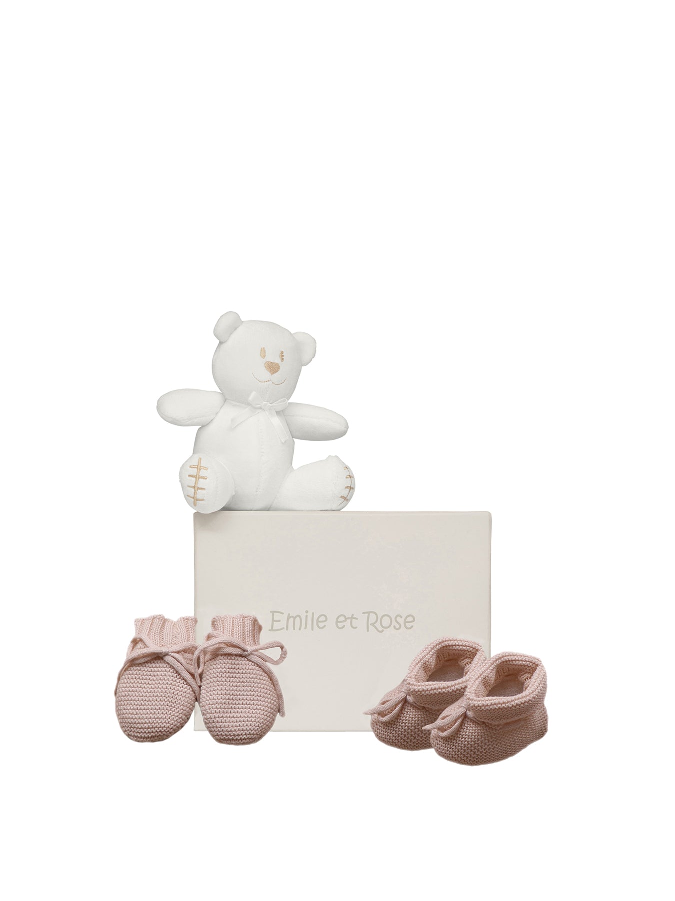 Baby Knitted Mittens, Bootees & Toy Gift Set Cream