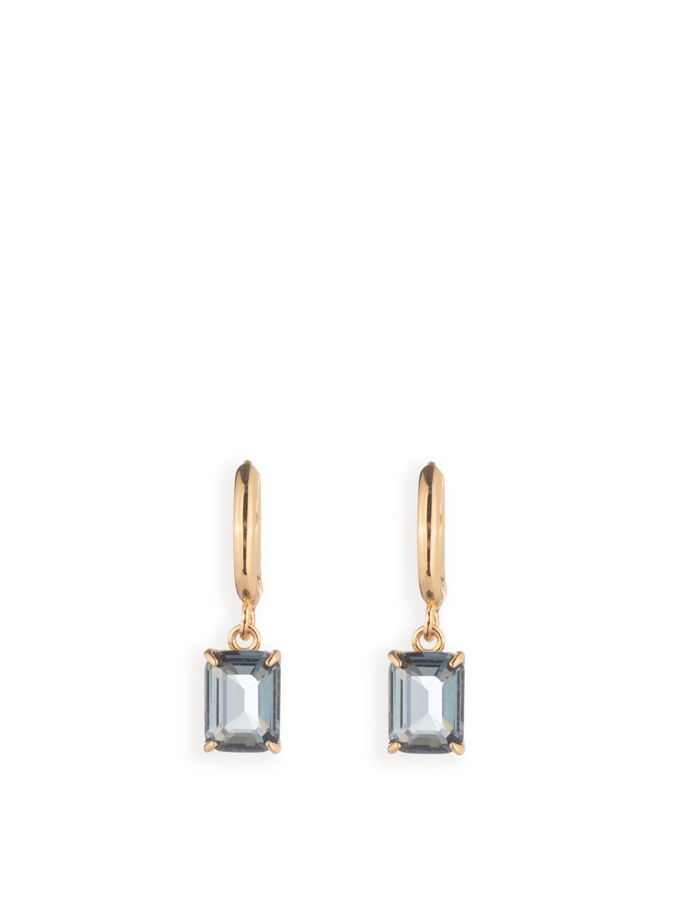 12mm Huggie Drop Earrings - Gold & Emerald