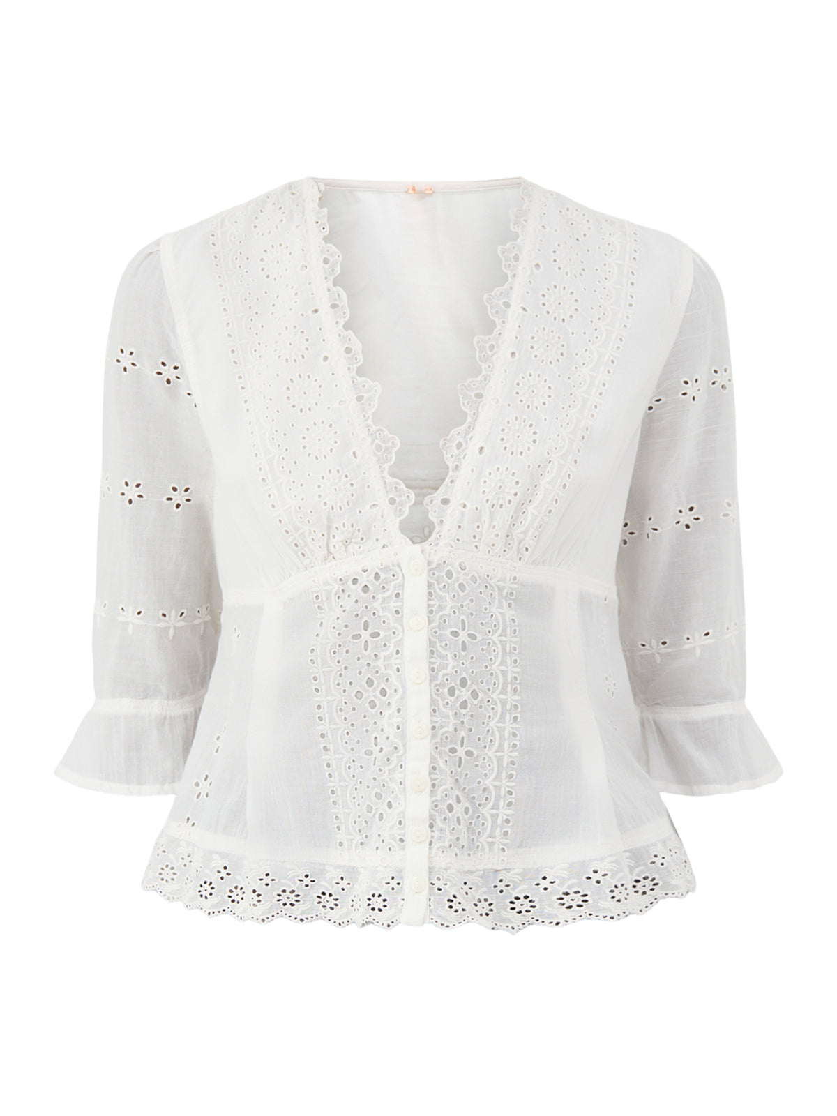 Salone Eyelet Cotton Top – Clean Ivory