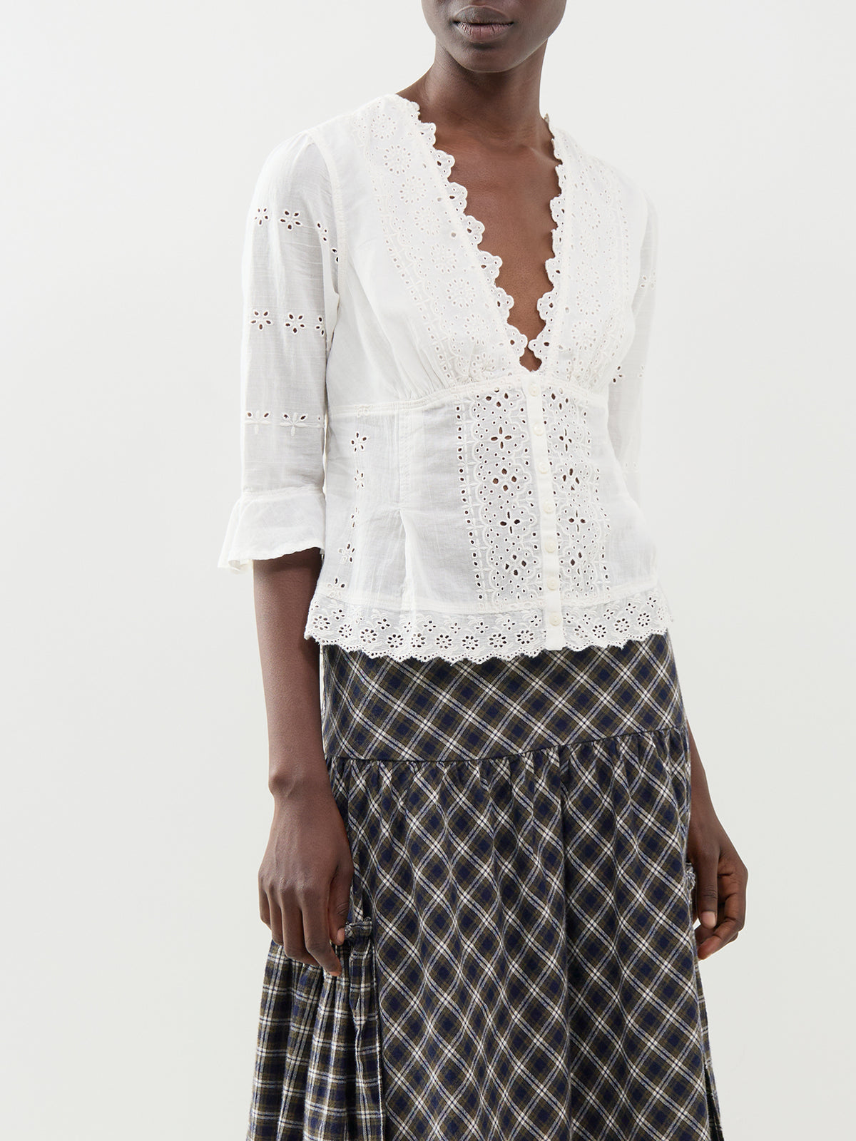 Salone Eyelet Cotton Top – Clean Ivory