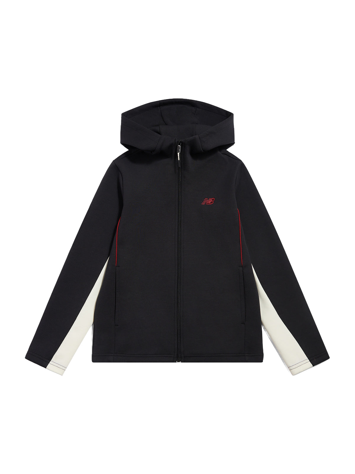 Boys' Panelled Cotton Full-Zip Hoodie - Caviar