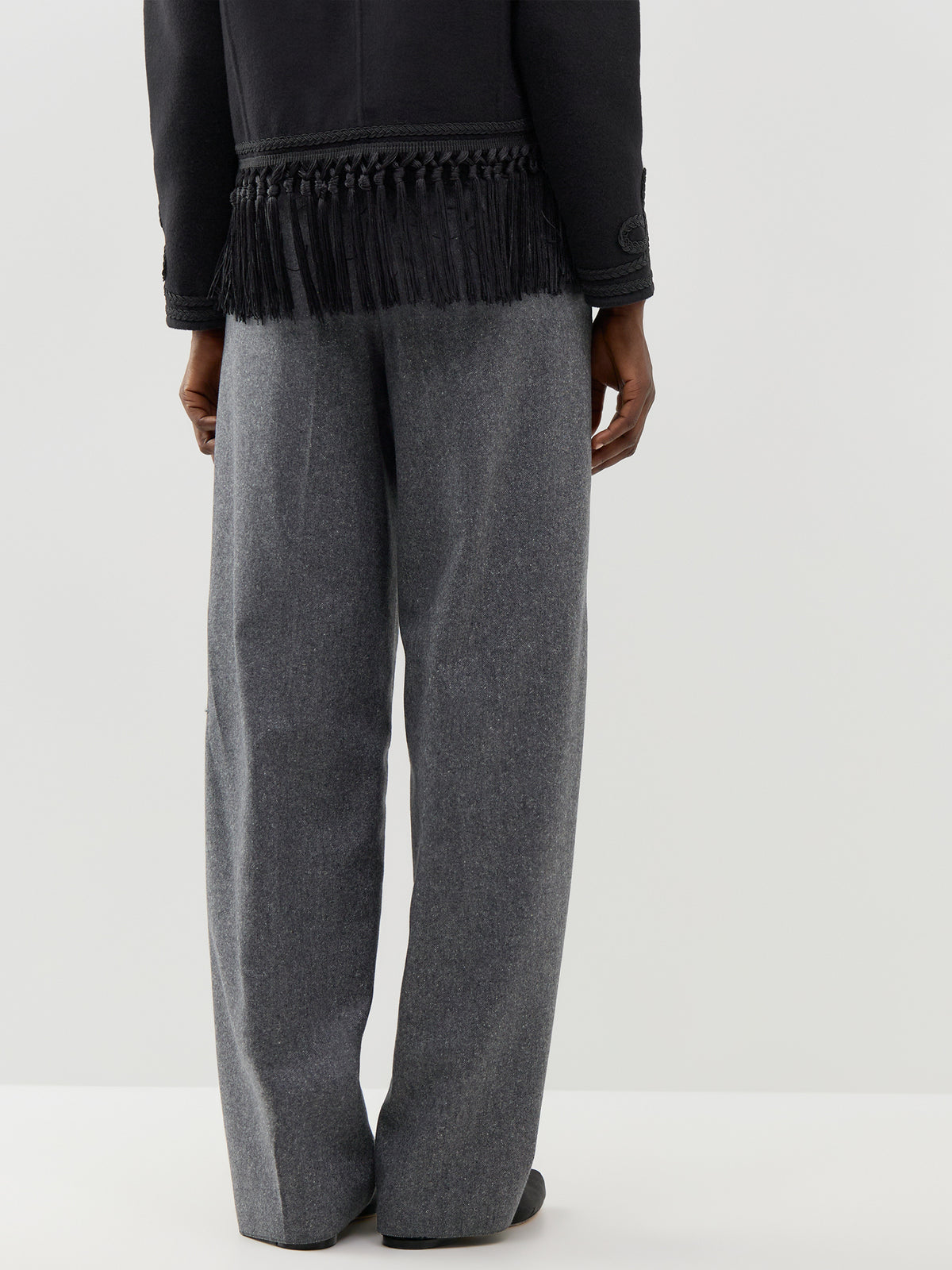 Virgin Wool & Silk Blend Poggio Tailored Trousers - Grey Tweed