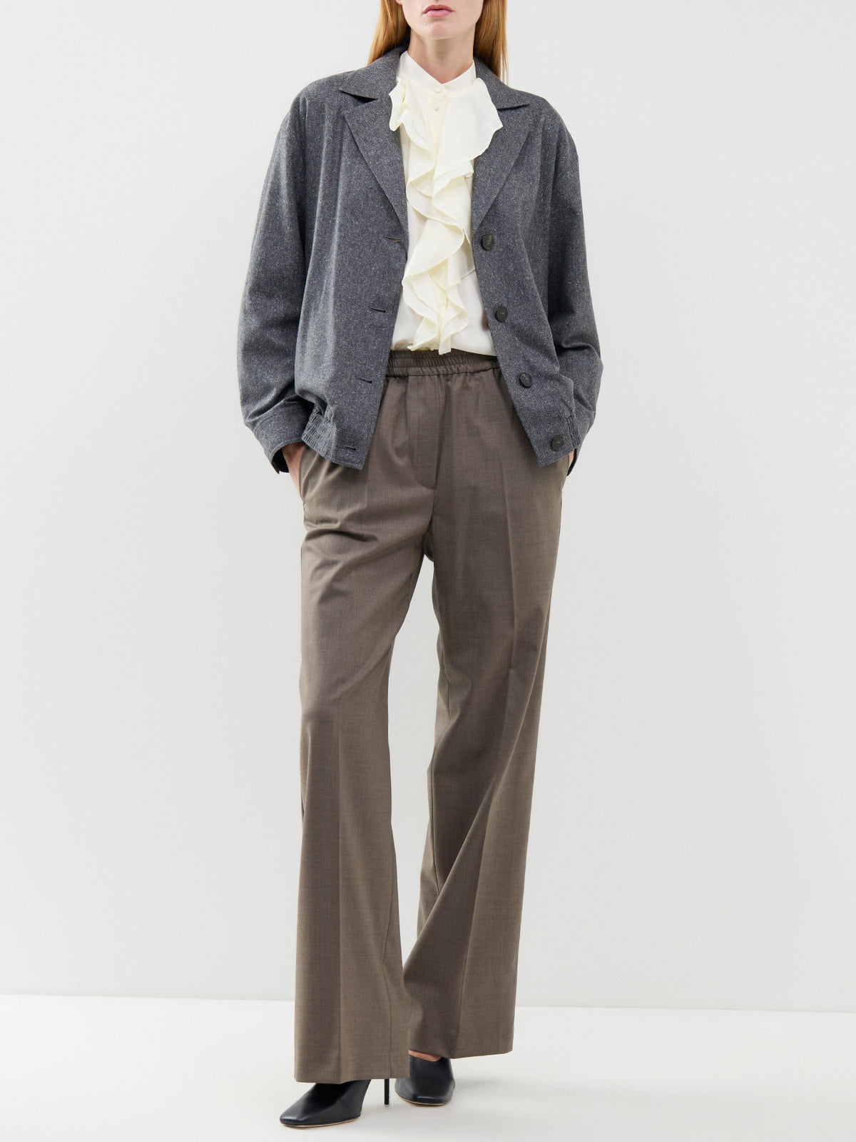 Alisso Wool Blend Shacket Grey Tweed