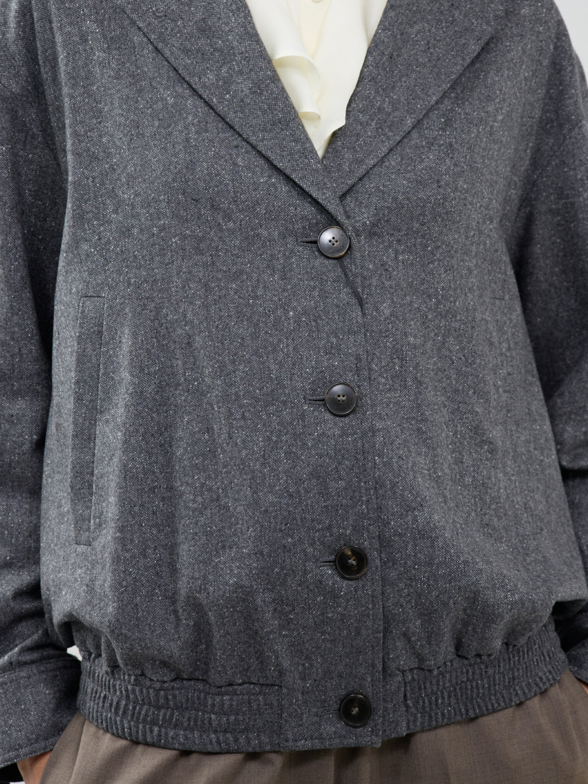 Alisso Wool Blend Shacket Grey Tweed