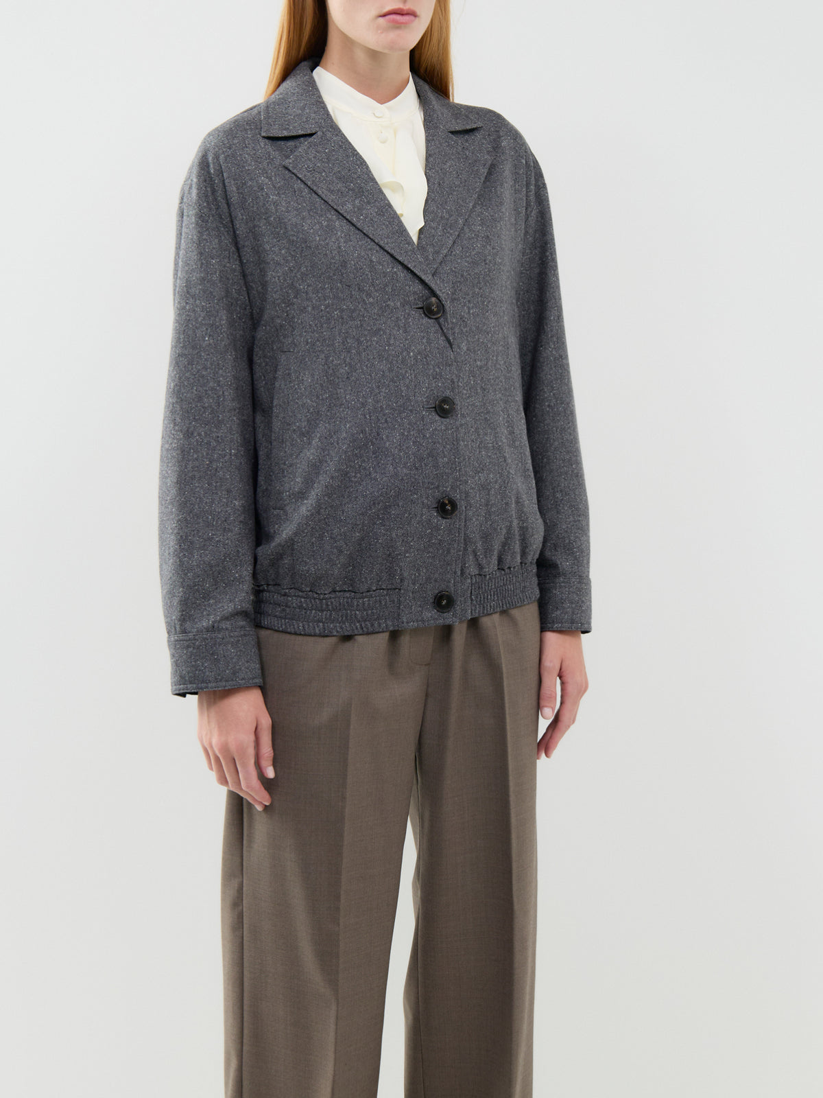 Alisso Wool Blend Shacket Grey Tweed