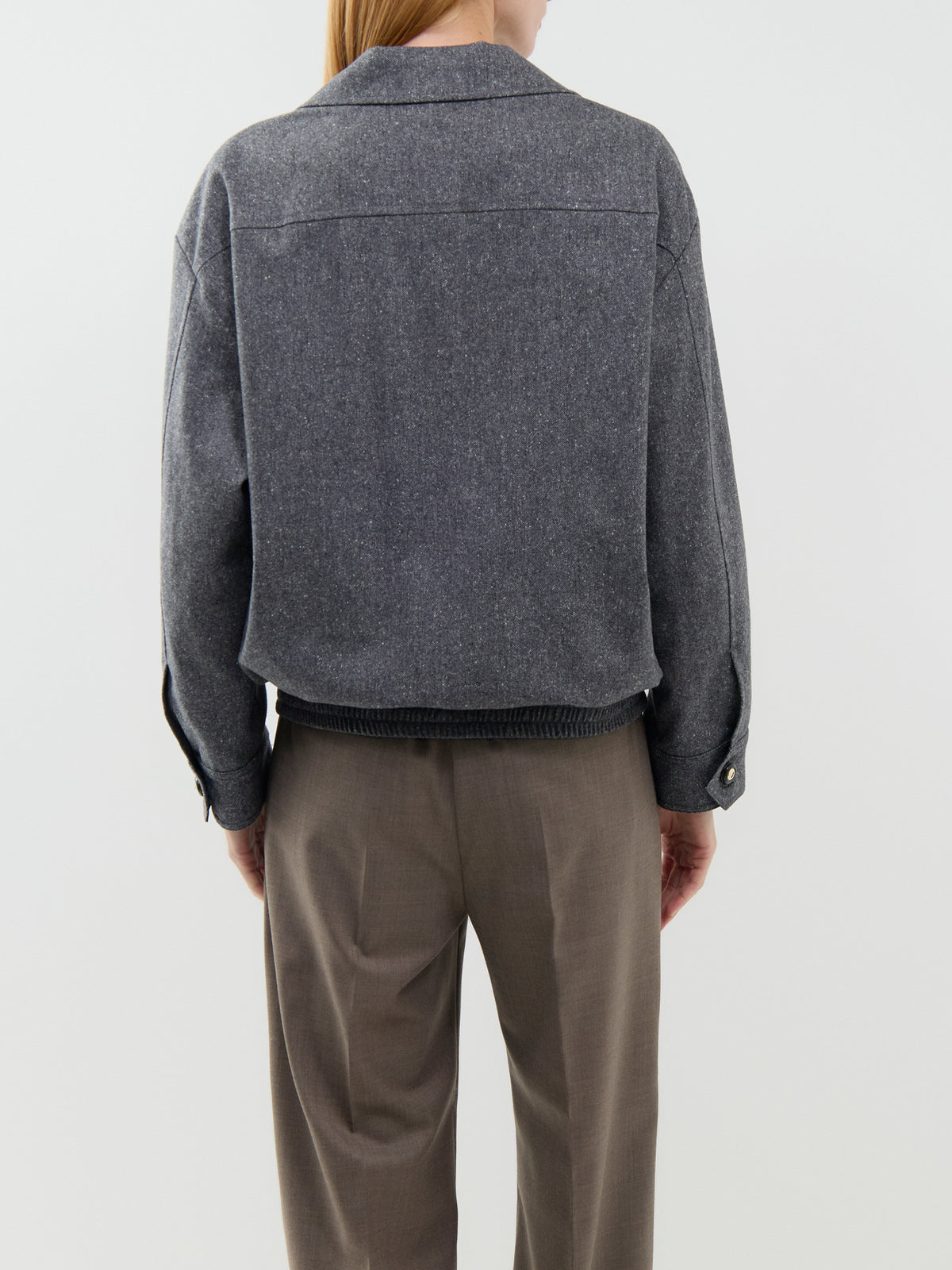 Alisso Wool Blend Shacket Grey Tweed