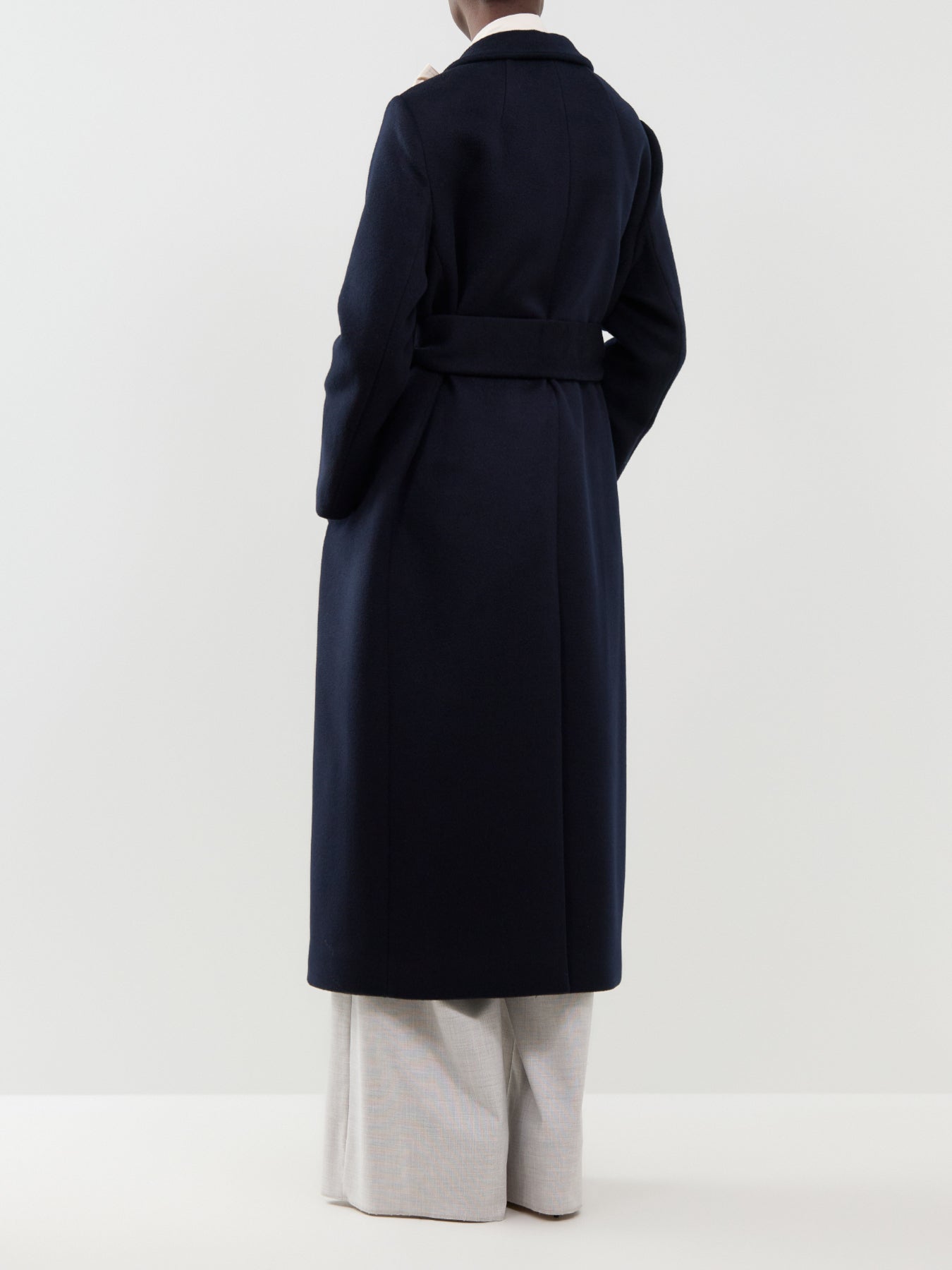 Virgin Wool Ovatta Long Coat - Navy
