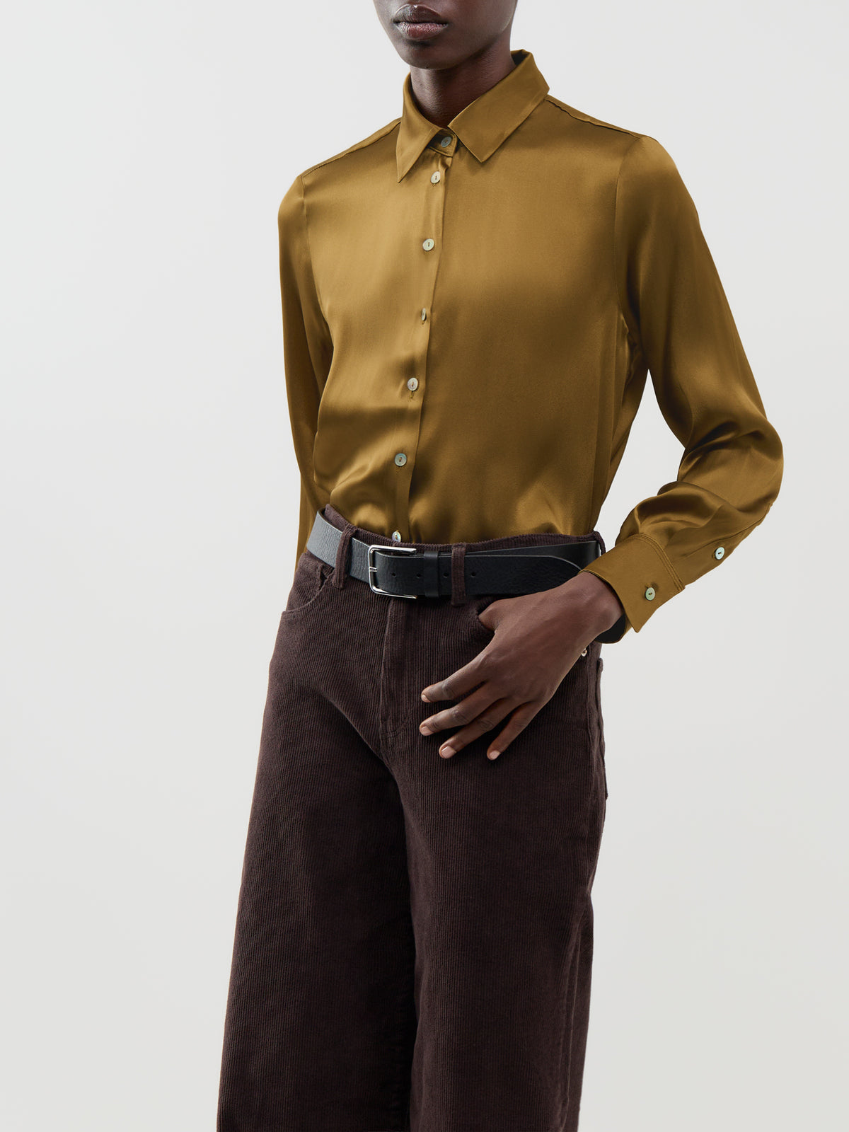 Silk Blend Alfio Shirt - Oil Green